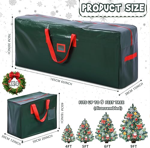 Miniatura 2 de 5 bolsas de almacenamiento para árbol de Navidad, bolsas para guirnalda, árbol artificial desmontado con asas reforzadas, contenedor impermeable