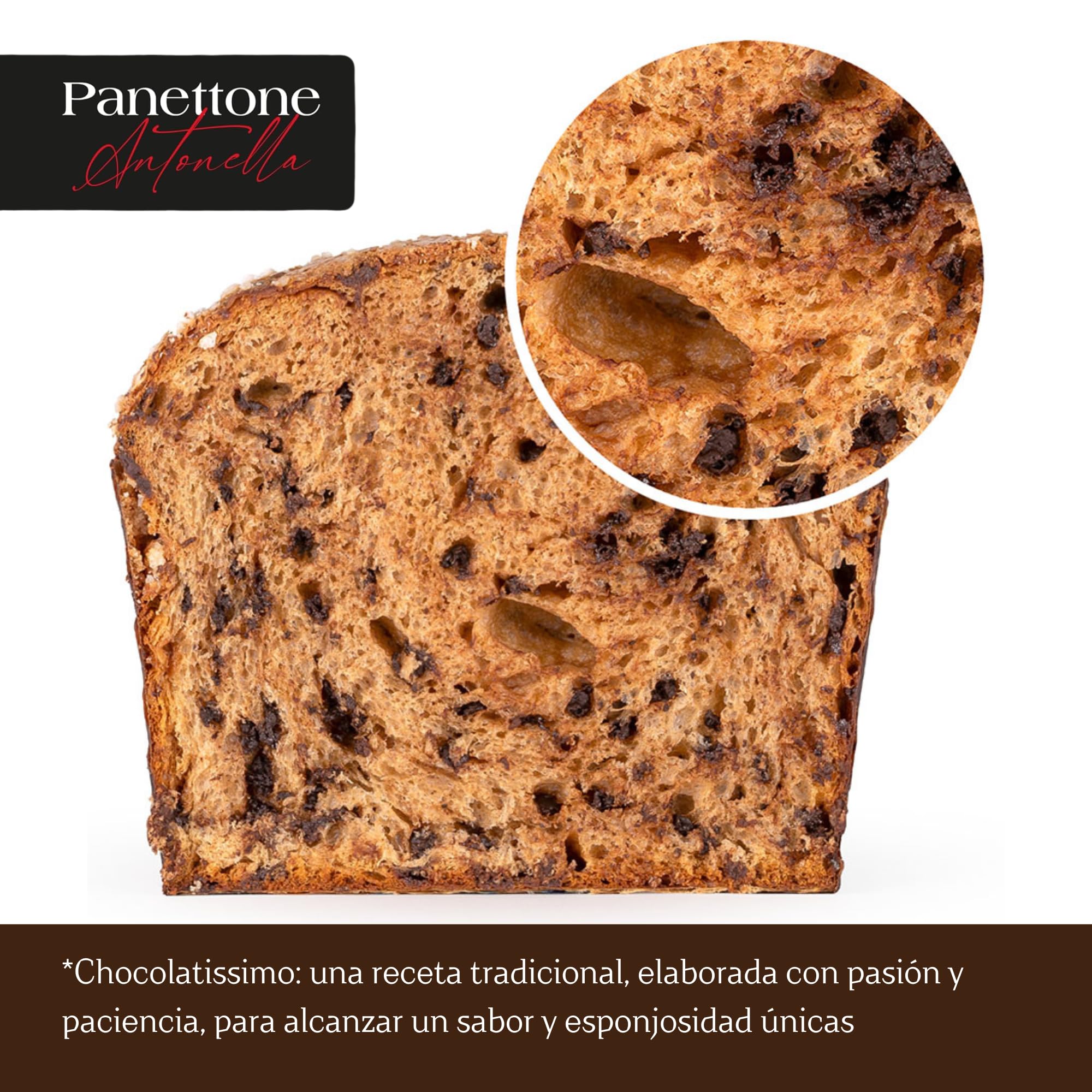 Panettone Antonella Chocolatíssimo de Chocolate XXL 1200 gr - Elaboración Artesanal con Receta Tradicional - Delicioso Panetone Dulce Navideño (1 PANETTONE)
