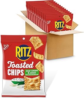 Toasted Chips Sour Cream and Onion Crackers, Bulk Individual Snacks, 12 Snack Packs