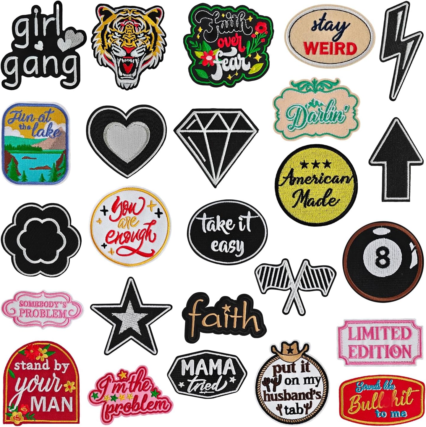 25Pcs Western Iron on Patches, Funny Vintage Cowboy Cowgirl Embroidered Applique Patches for Trucker Hats, Jeans, Jackets, Bags, Dress