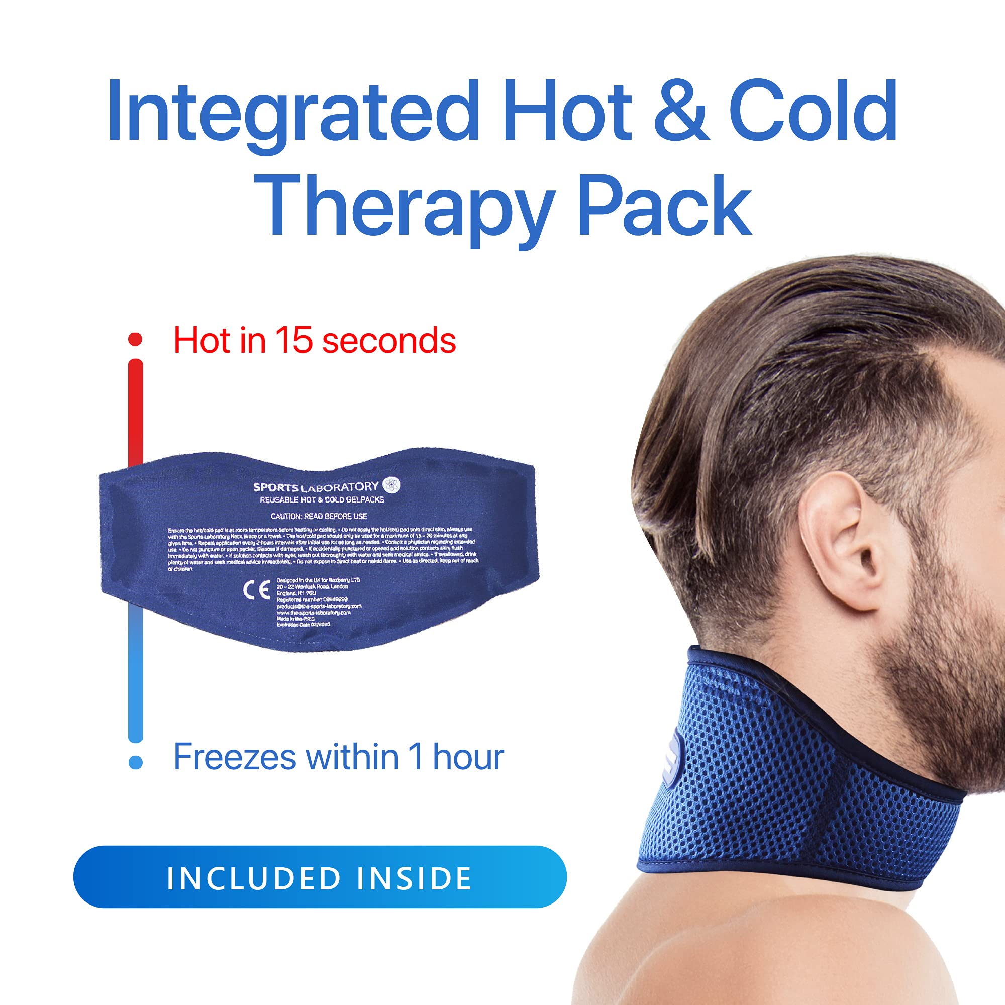 (Regular (28cm 43cm )) Sports Laboratory Neck Support Brace PRO+ for Neck Pain Hot & Cold