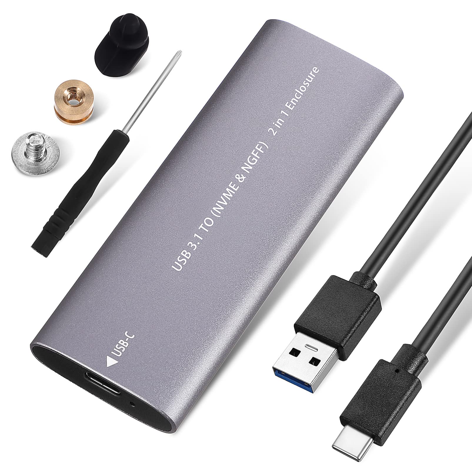 Boîtier pour Disque Dur Externe Disque SSD Externe 1to en Alliage D'aluminium avec Câble de Date Type-c 3.1, Compatible Double Mode pour Usage Bureau Quotidien