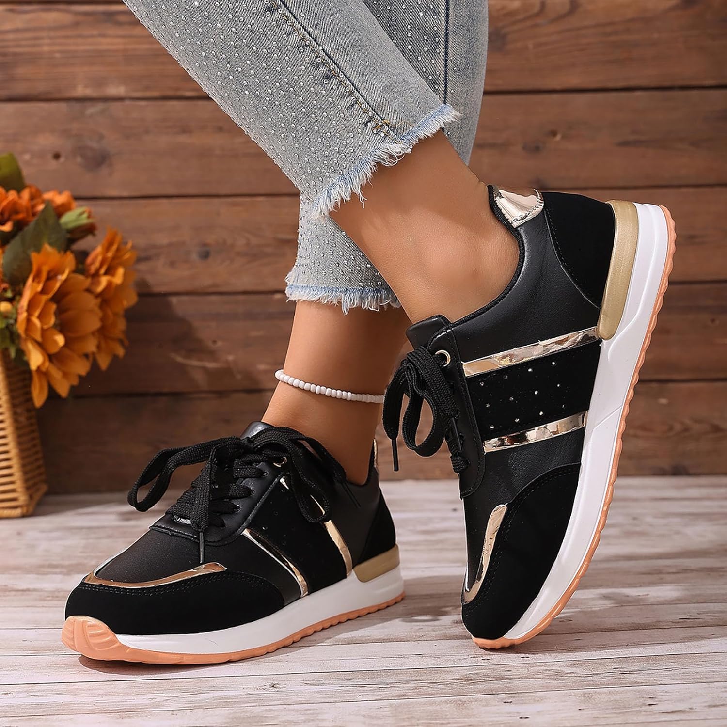 IWIHMIV Women's Walking Running Shoes Tennis Casual Fashion Thick Soled Sneakers Non Slip Sport Athletic Shoes