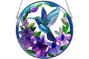 Stained Glass Hummingbird Suncatcher, 6.3''