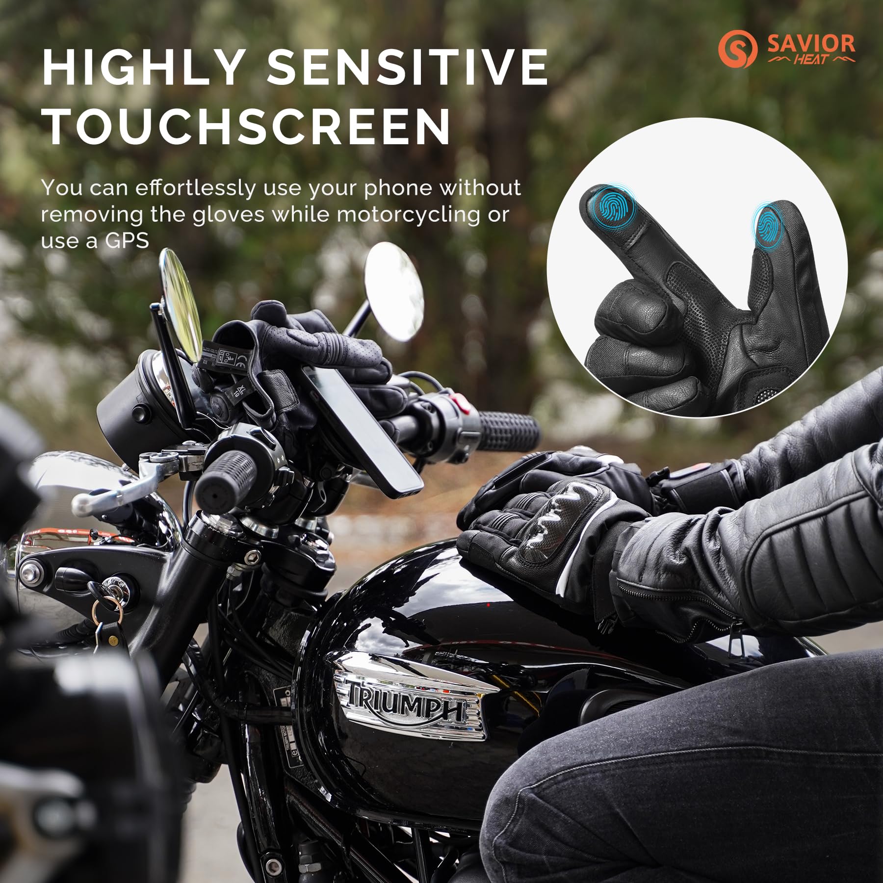 SAVIOR HEAT Heated Motorcycle Gloves for Men & Women Waterproof Windproof Touchscreen Compatible 7.4V Rechargeable Battery Gloves Winter Outdoor Riding Cycling Snowmobile product thumbnail 7