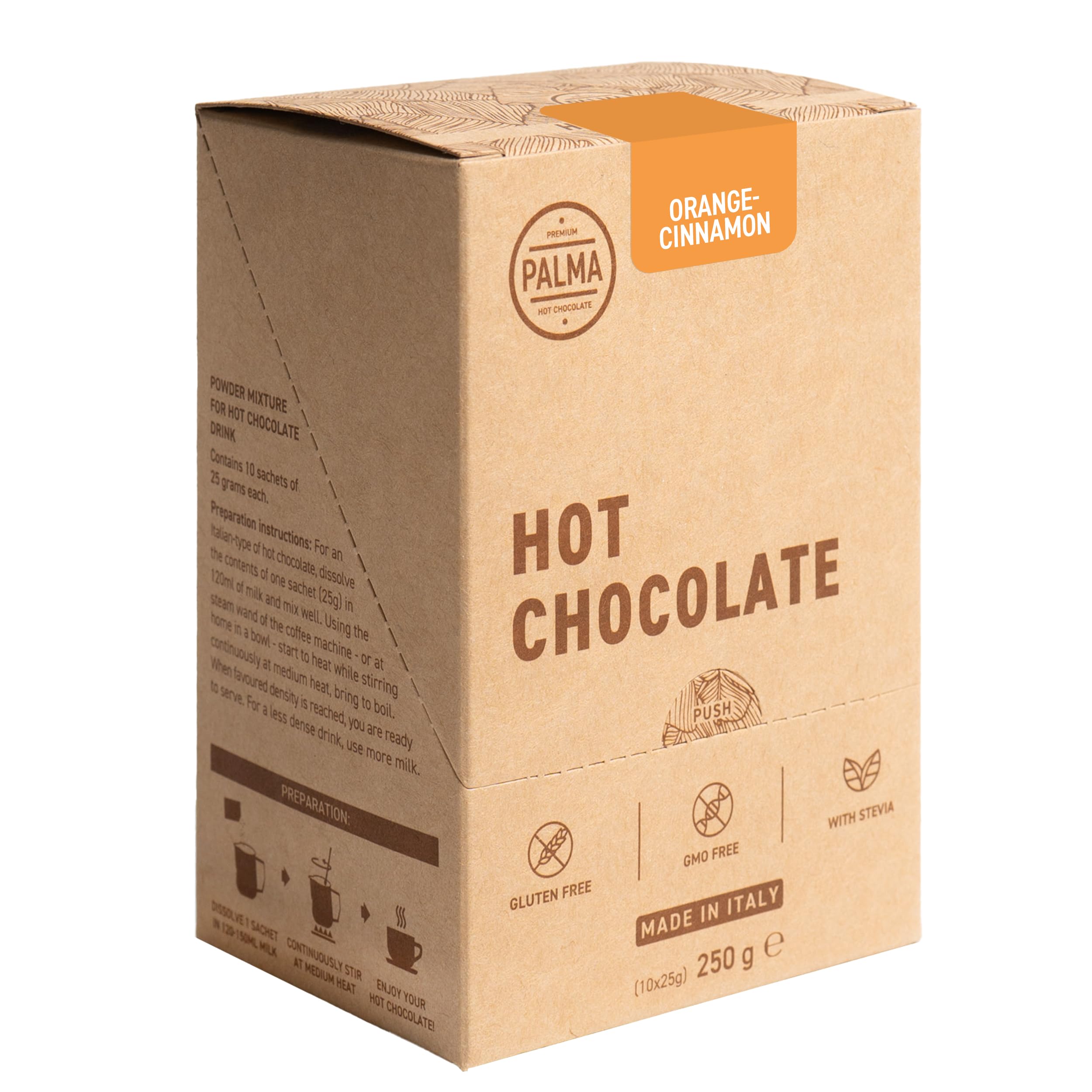 PALMA Italian Hot Chocolate Sachets - Orange-Cinnamon | 250g (10 Servings)