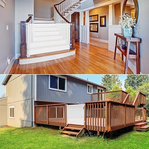 Miniatura 6 de Puerta retráctil extra alta de 42 pulgadas para bebé, puerta retráctil de 55 pulgadas de ancho, puerta retráctil para perros, puerta extra alta para