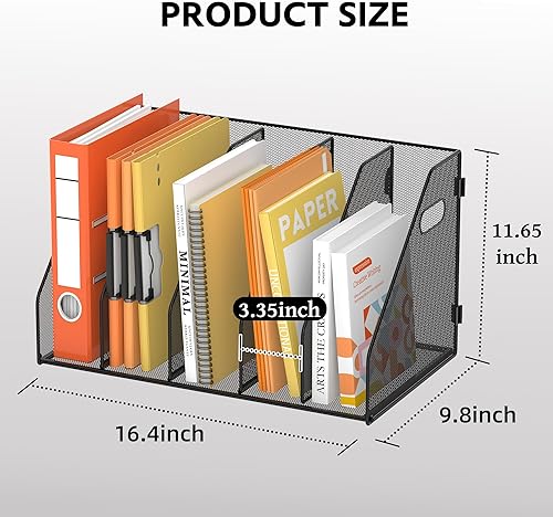 Miniatura 4 de SUPEASY Clasificador de archivos de escritorio inclinado, carpeta de archivos vertical de 5 secciones, organizador de clasificador de correo para