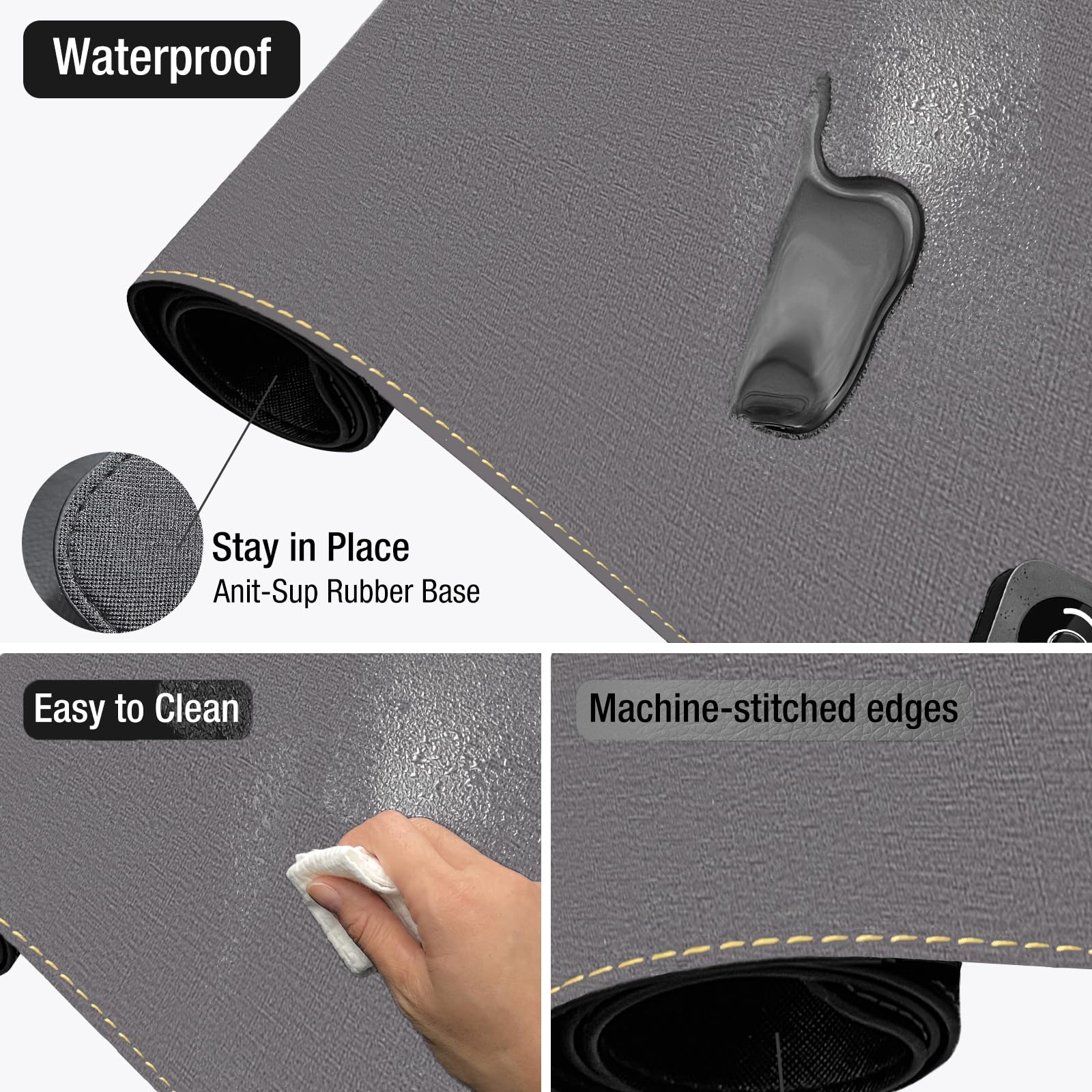 Onlytop Sous-main chauffant et tapis de souris – Température réglable et arrêt automatique, grand sous-main de bureau chaud en cuir imperméable avec base antidérapante pour une utilisation au bureau