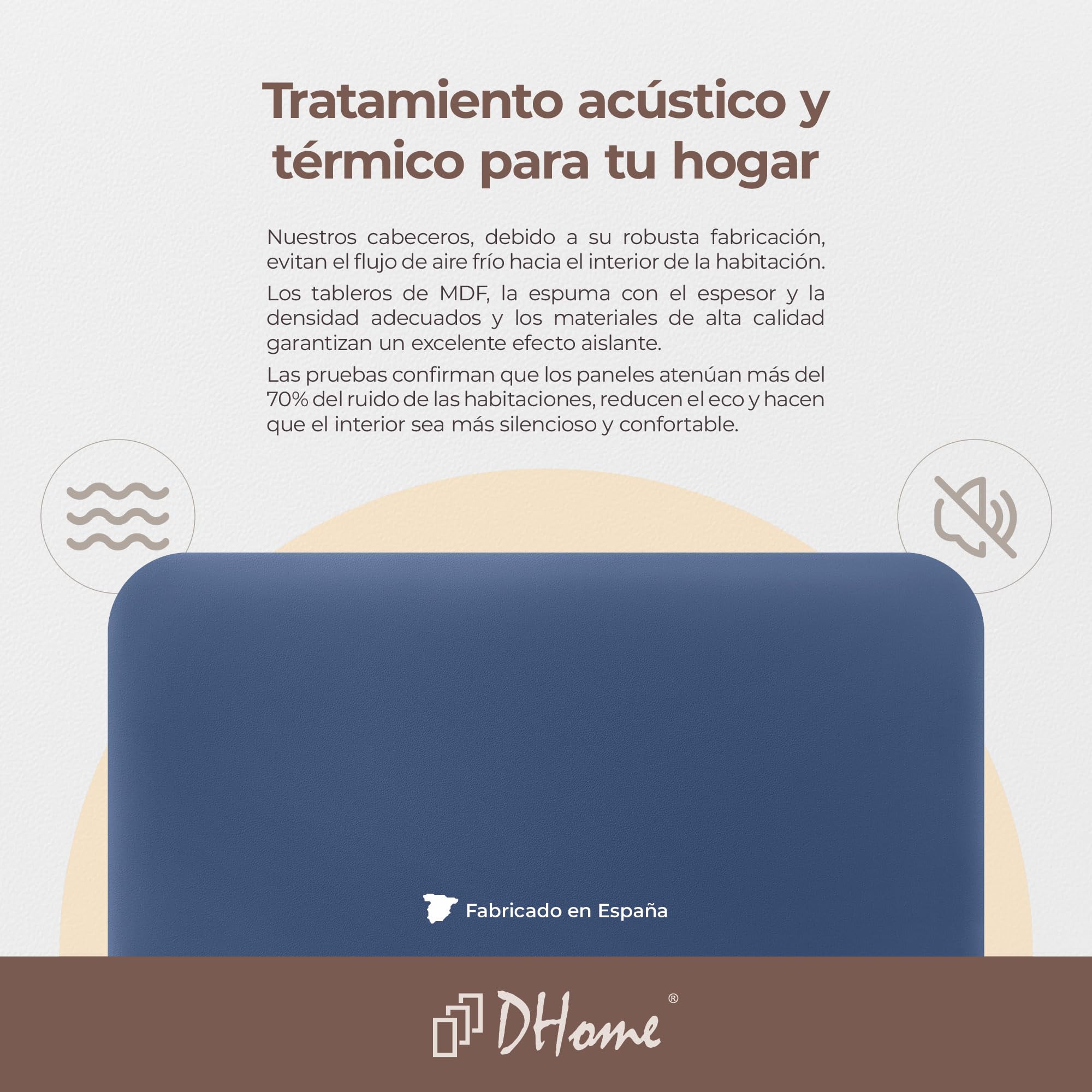 DHOME Testata Imbottita Liscia Arrotondata in Similpelle per Parete Acustica Testate Fonoassorbenti Testiera Letto Camera da Letto (Blu, 160cm)