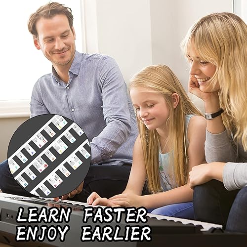 Miniatura 6 de Amiarc Calcomanías de piano para principiantes teclado de piano de goma de 88 teclas para aprendizaje guía de notas de piano extraíble sin necesidad