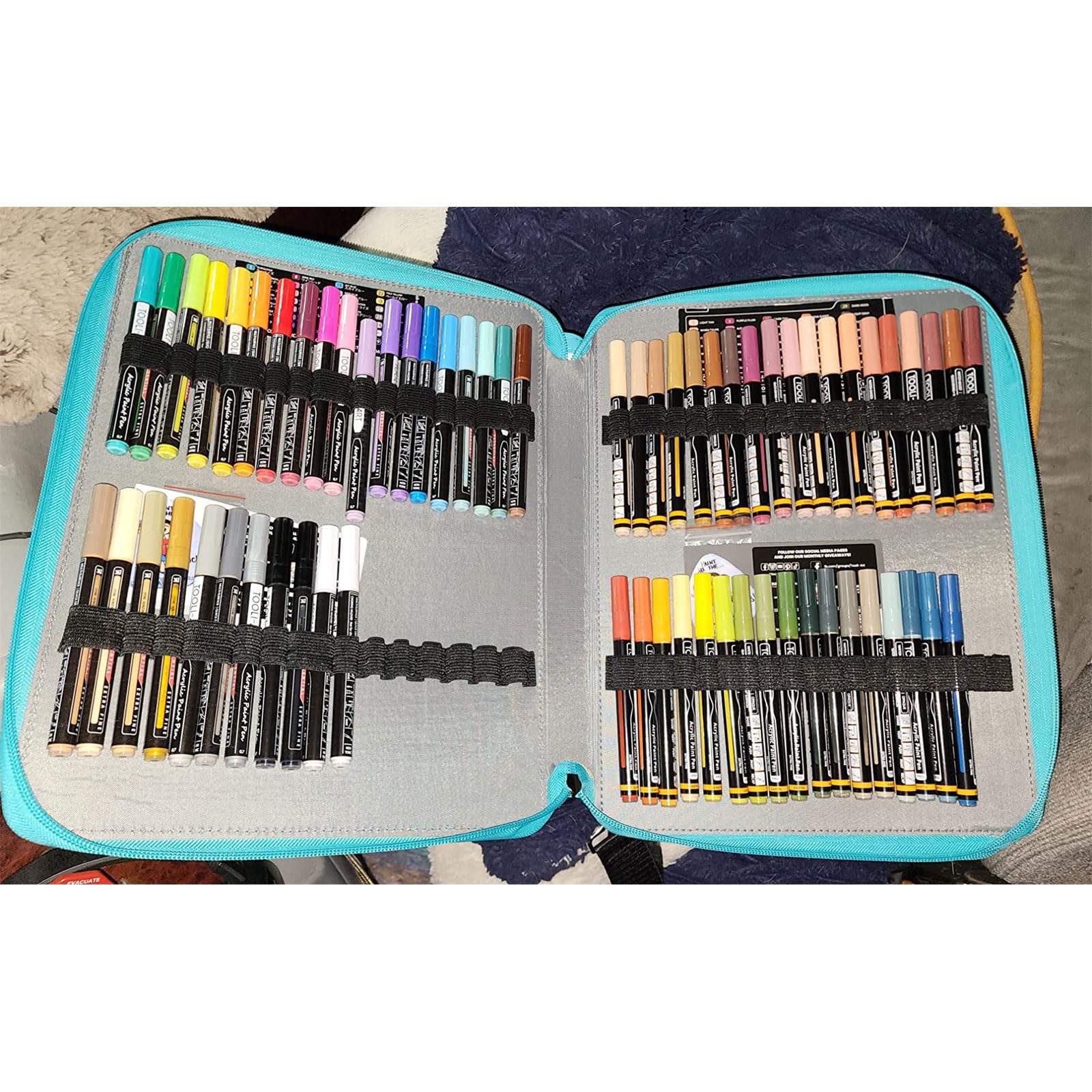 Marker Organizer Etui für 224 Marker, Aufbewahrungstasche, Kunststift Tragetasche mit Schulter und Tragegurt, Taschen für Kunstskizzen Marker