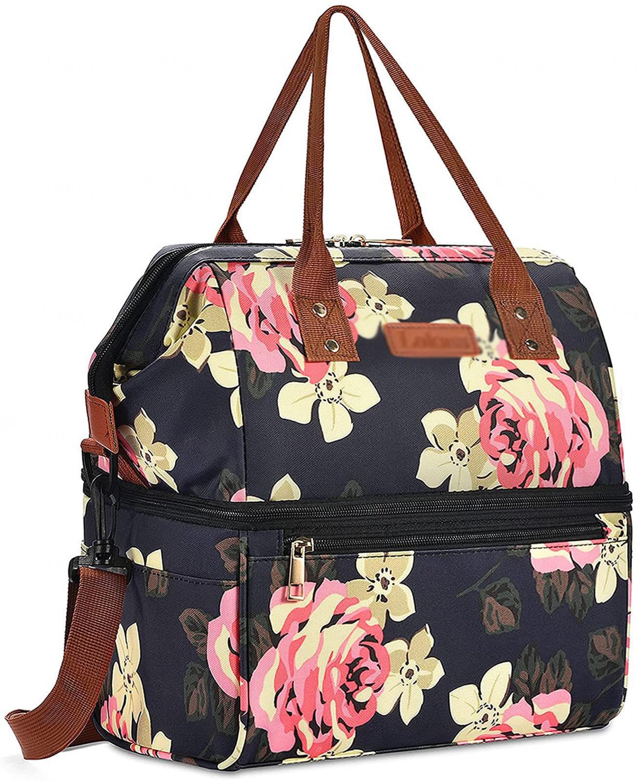 Lunch Box for Women Insulated Leak Proof Lunch Tote Bags for Work Large Reusable Cooler Bag with Shoulder