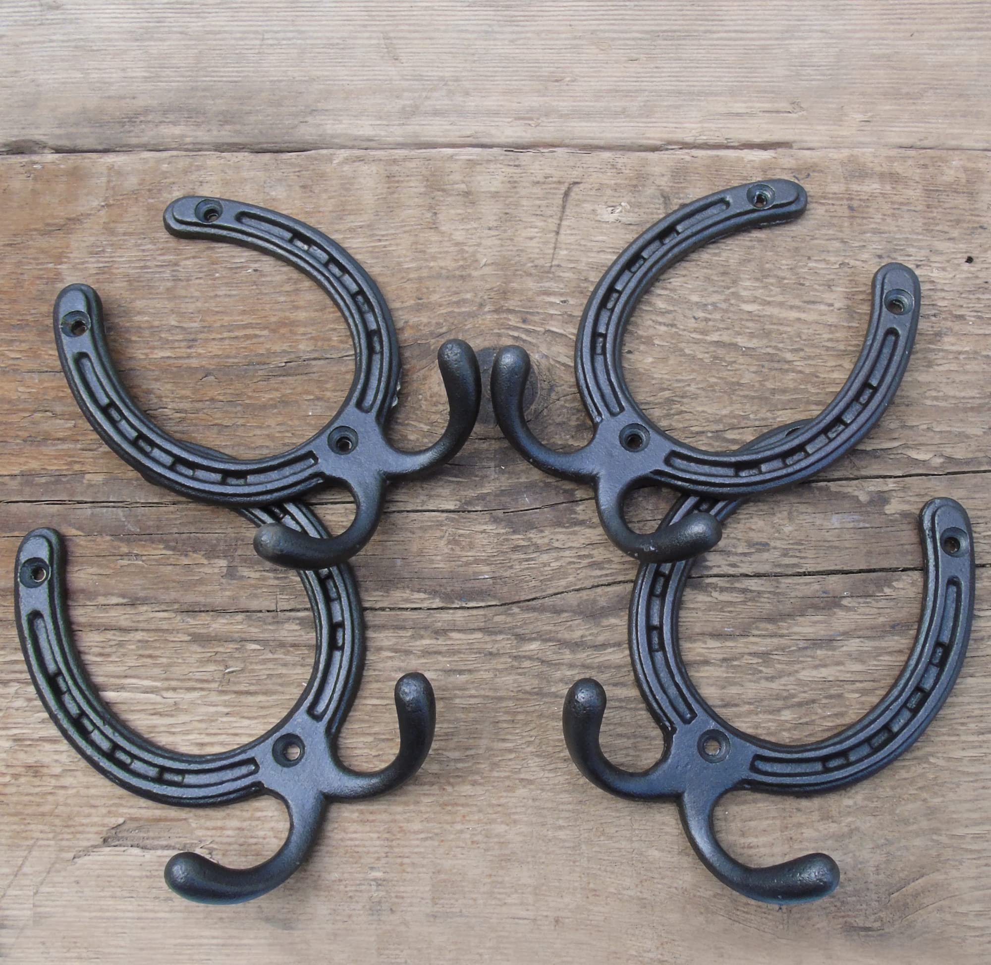 Jones & Grey Grey Jones & A Set Of 4 - Horseshoe Vintage Style Cast Iron Wall Coat Hooks