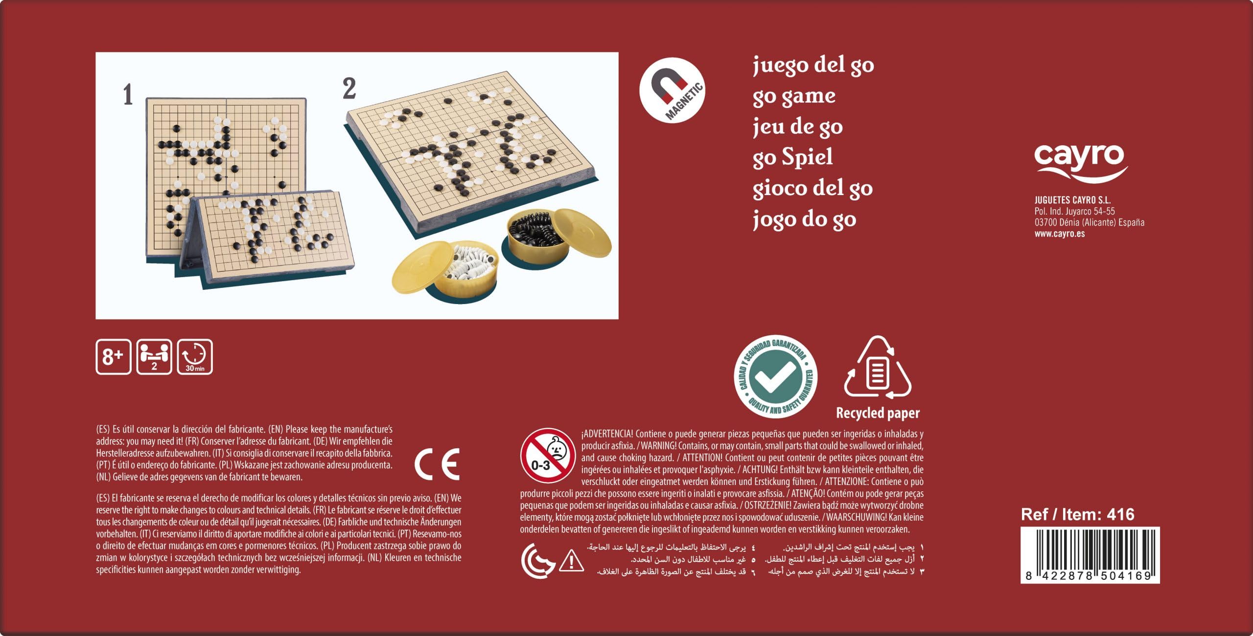 Cayro - Jeu de Go Magnétique - Plateau Portable avec Pièces Aimantées - Idéal pour Voyager - Coincer l'Adversaire - Jeux de Société Classiques