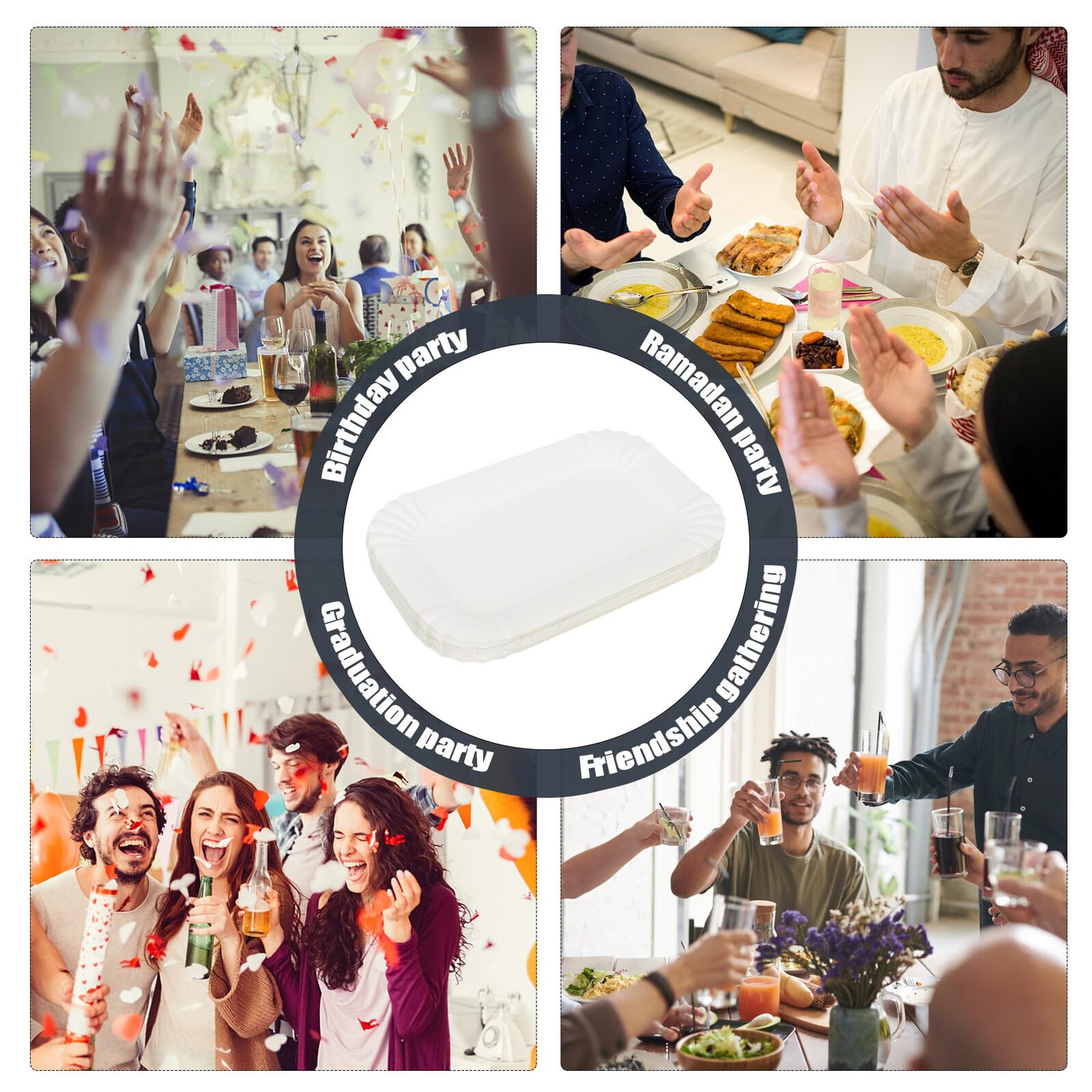 Hemobllo Piatti per Feste Rettangolari in Carta Usa e Getta Porta Dessert per Torte e Dolci Confezione da 100 Pezzi Leggeri e Pratici per Compleanni e Eventi Familiari