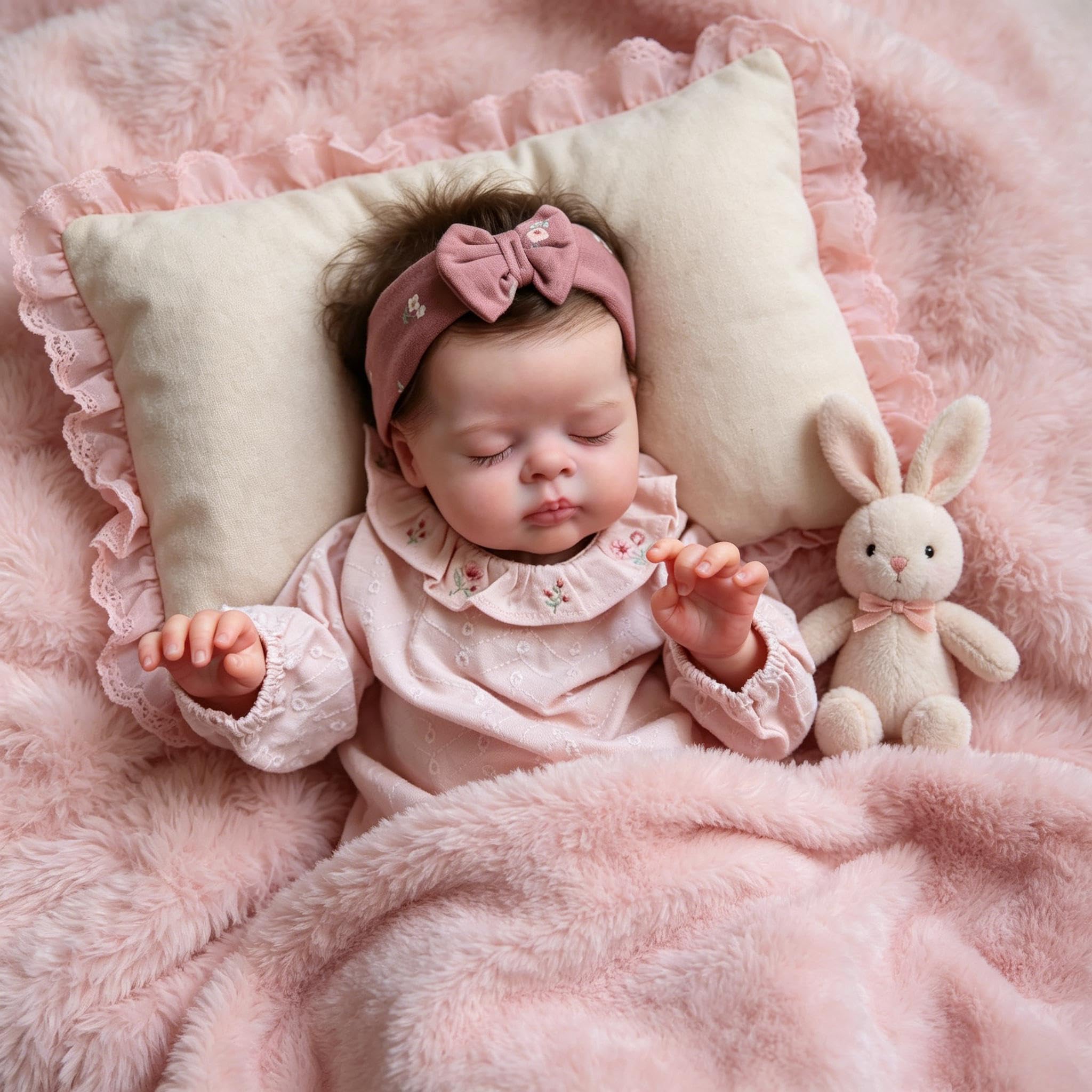 RXDOLL Realistyczne lalki Reborn Baby Dolls 48 cm, prawdziwe życie, noworodek, lalka niemowlęca, z ukorzenionymi włosami, miękka tkanina winylowa, realistyczne, obciążone, odrodzone niemowlęta, dla