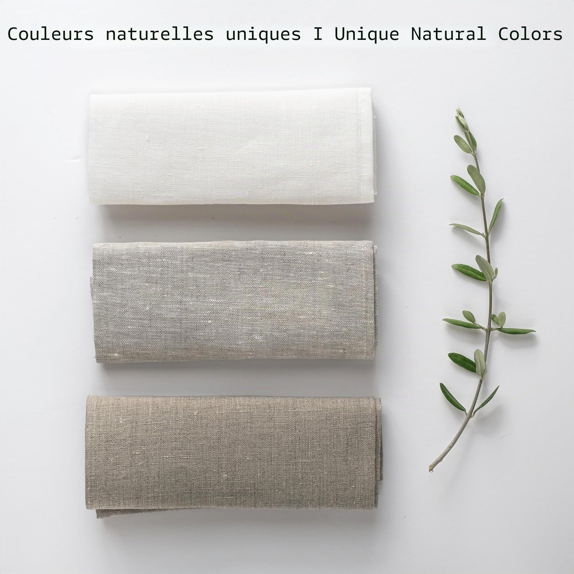 9 Torchons en Lin | Torchon de Cuisine en Lin | Serviettes et torchons à Vaisselle Lin | Torchon Professionnel Beige Naturel Blanc - Set de 9