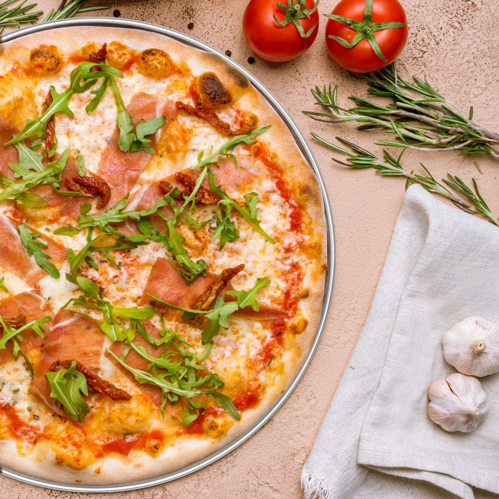 P&P CHEF Pizzablech Edelstahl, 25,4 Cm – Antihaftbeschichtet, Ofen- & Gefriergeeignet