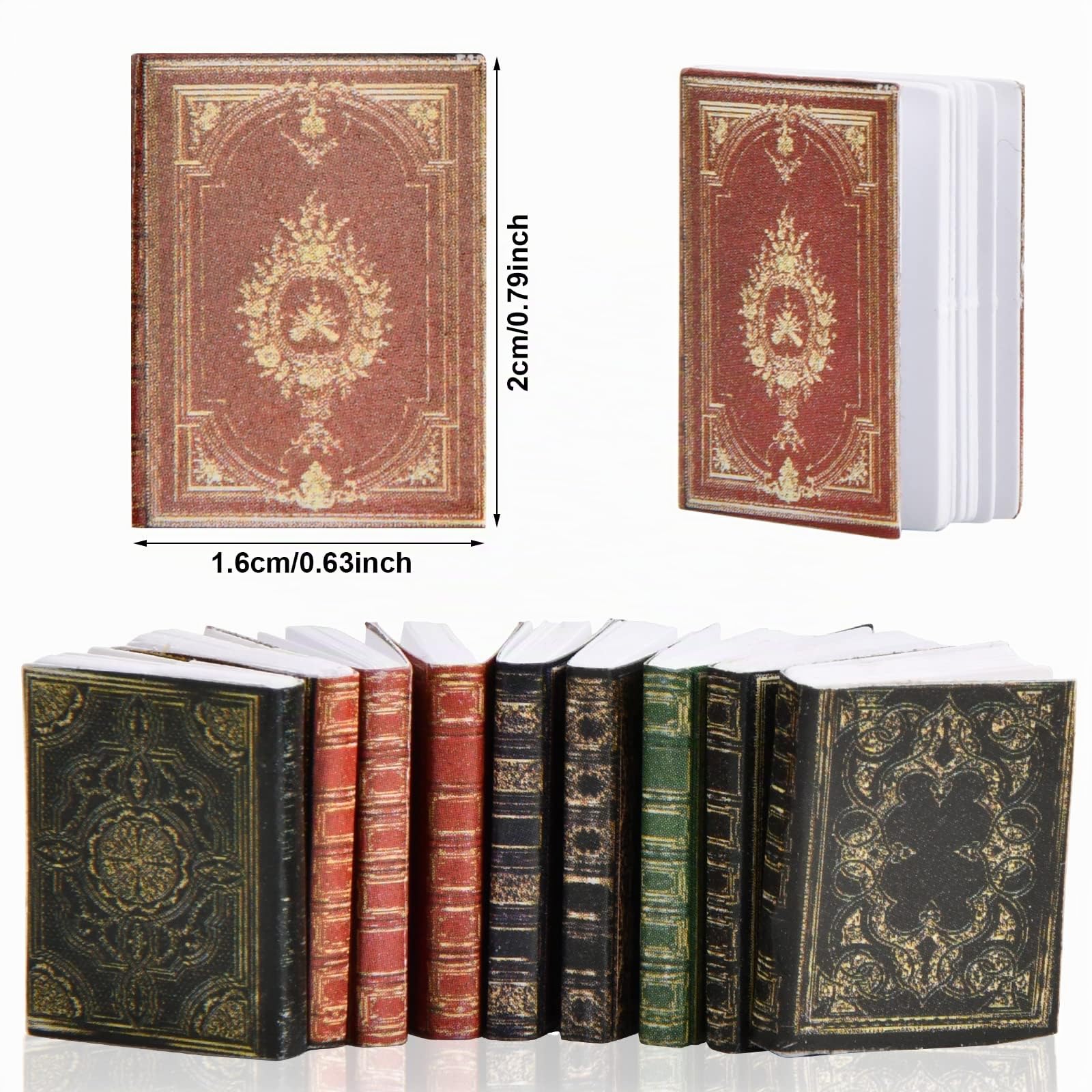 9 Pcs 1:12 Livres Miniatures de Maison de Poupée, Mini Livres Accessoires de Maison de Poupée, Accessoires de Décoration de Maison de Poupée