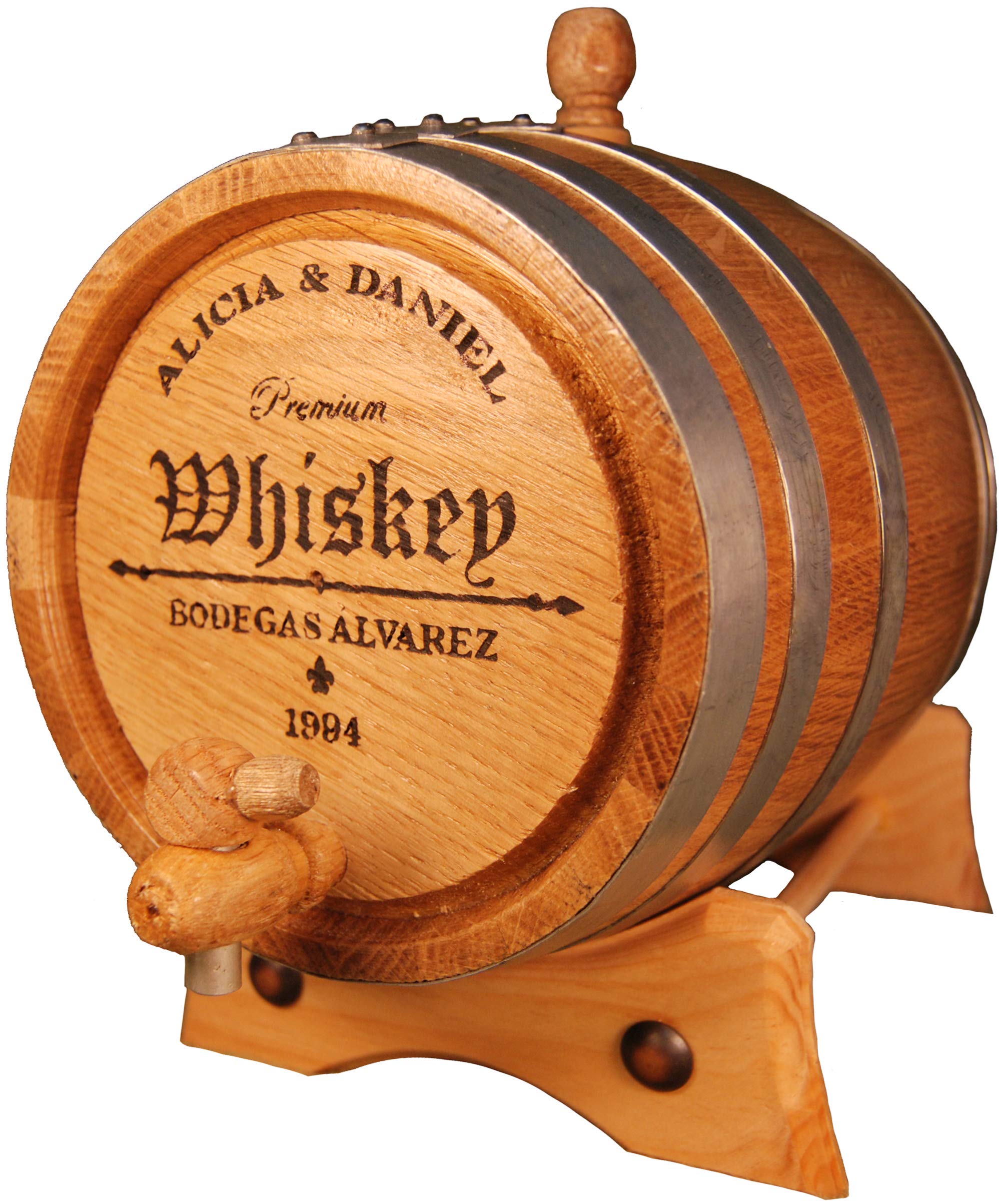 Spaniard Barrels & Coopers Barril Artesanal de Roble Americano (2 litros) + Grabado Personalizado. Kit de añejamiento.
