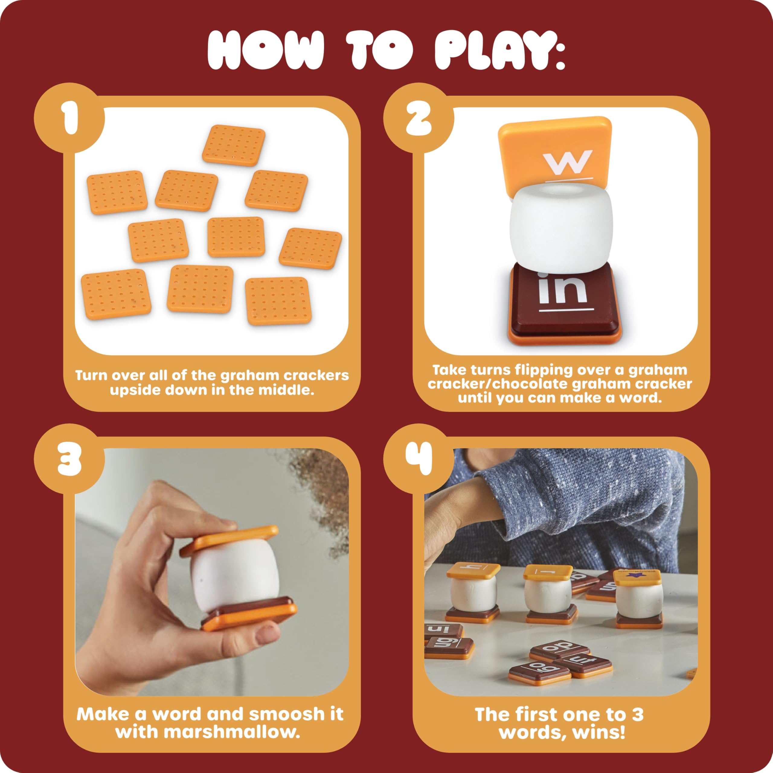 Learning Resources Let's Spell S'Mores!, Alfabeto Flash Card, giochi di parole, imparare a leggere, Strumenti per la dislessia per bambini, età 5+, 62 pezzi
