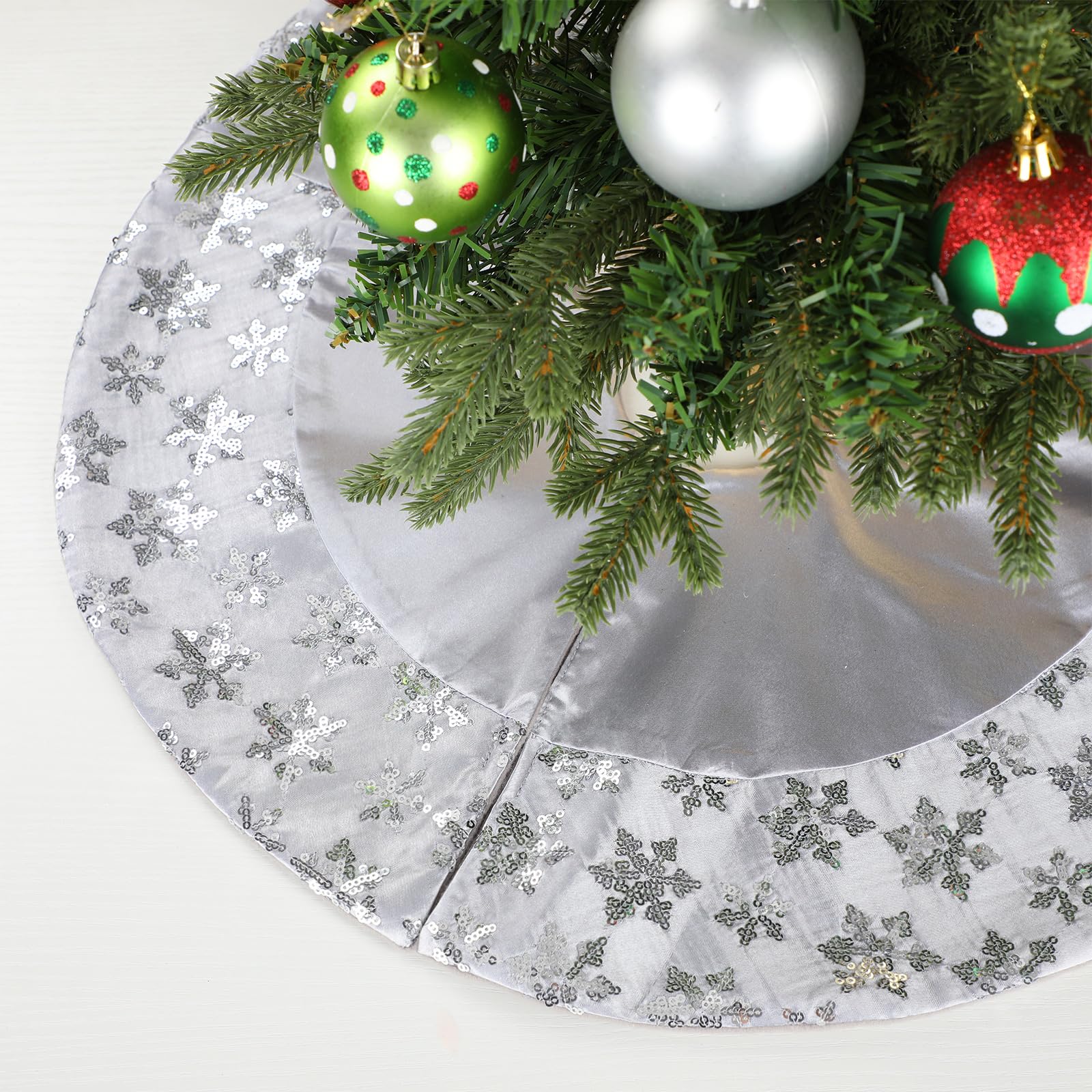 Jupe de sapin de Noël en satin brodé, tapis de fête haut de gamme 50cm