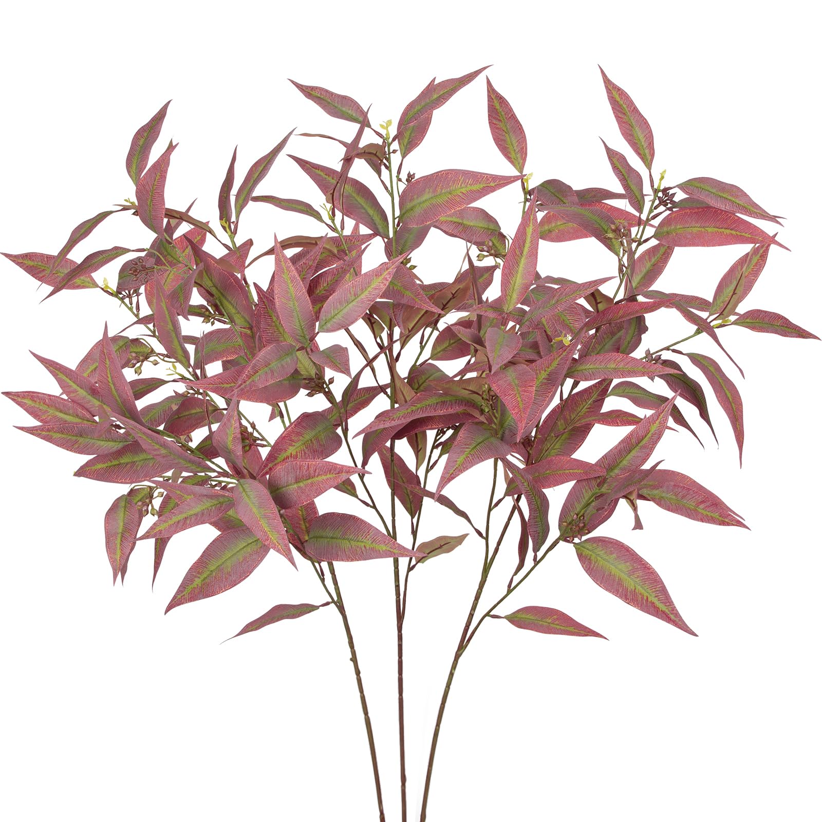 Artificial Eucalyptus Stems 37" Long Stem with Eucalyptus Leaves, Berry Flowers 3pcs Fake Silk Eucalyptus Branches Faux Greenery for Flora Arrangement Home Office Wedding Centerpiece Decoration