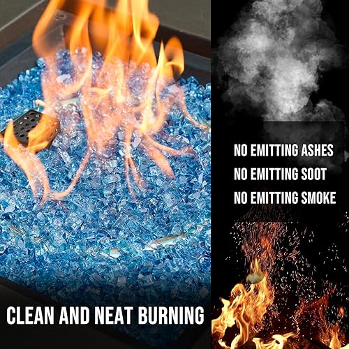 Miniatura 3 de Skyflame Vidrio de fuego regular de alto brillo de 10 libras para hoguera, chimenea, jardín, paisajismo, azul pacífico, tamaño de 14 pulgadas