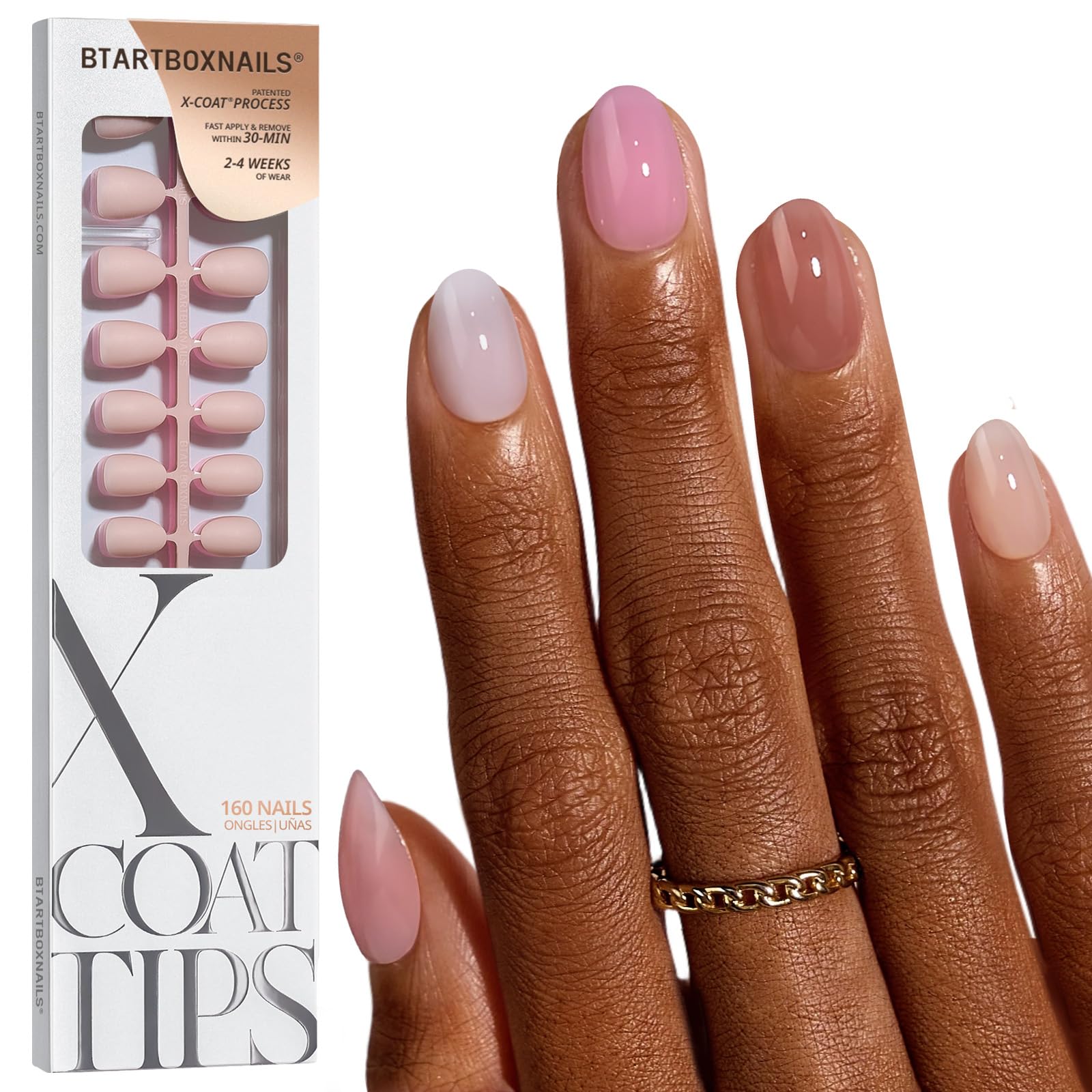 BTArtboxnails XCOATTIPS Bare 5-Shades Nude Extra Short
