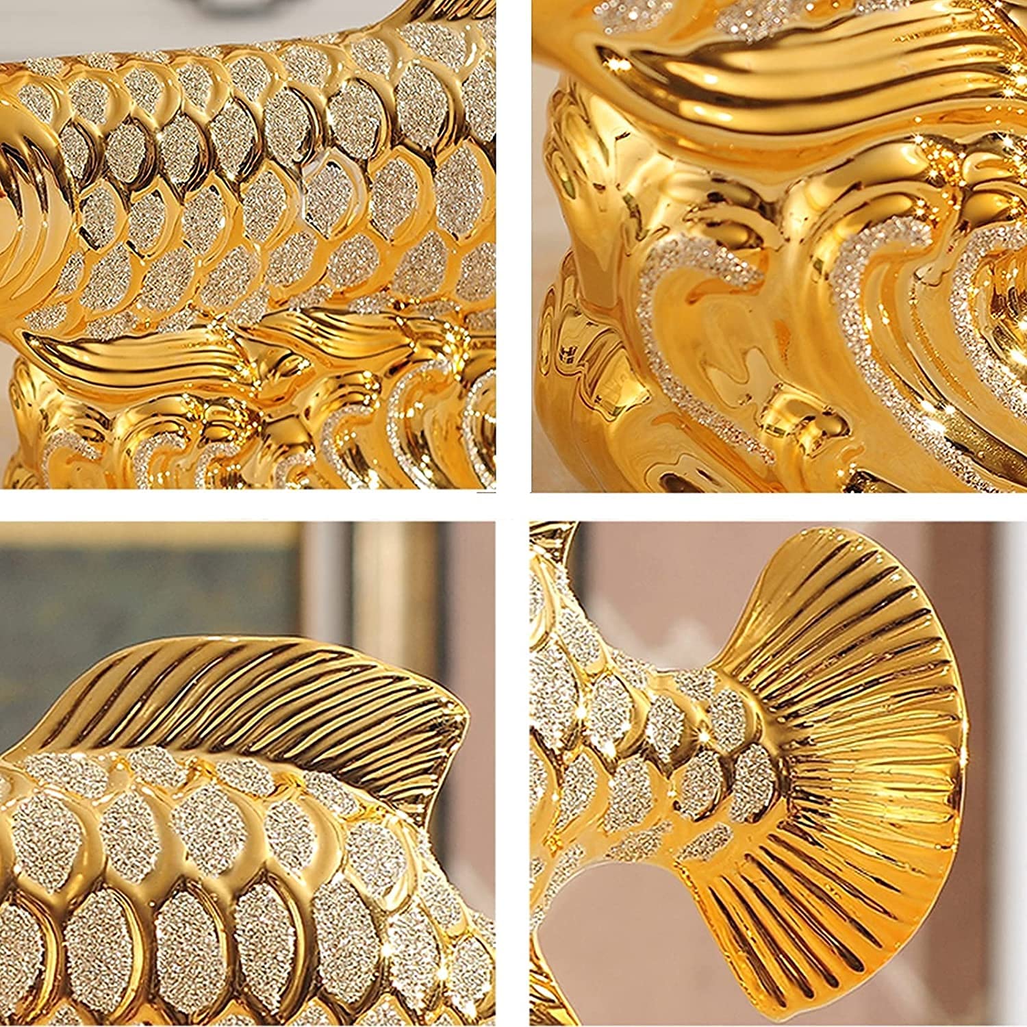 Adornos de Estatua Fengshui, estatuas de Peces Dorados, artesanías de Escultura de cerámica, hogar, Sala de Estar, TV, gabinete, decoración de Oficina, Regalos
