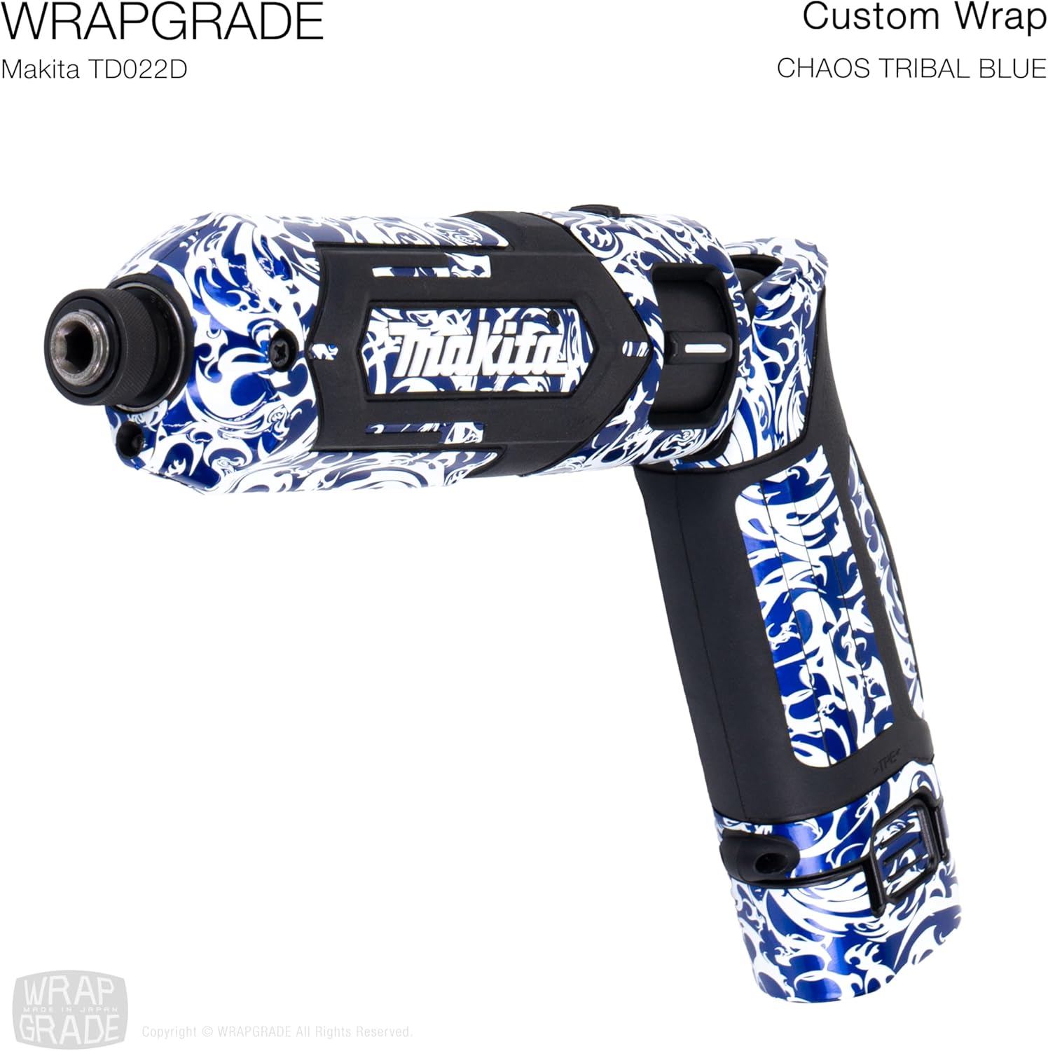 WRAPGRADE Custom Wrap Decal Stickers compatible with Makita TD022D Impact Driver (Chaos Tribal Blue)