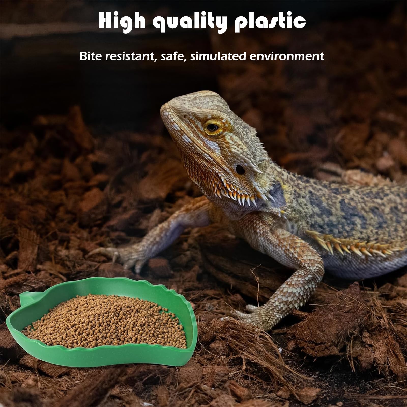 KABASI 2 platos de agua para reptiles con pinzas, accesorios de hábitat de reptiles, cuenco de comida, plato de alimentación para mascotas, para tortuga, maíz, serpiente, dragón barbudo, serpiente