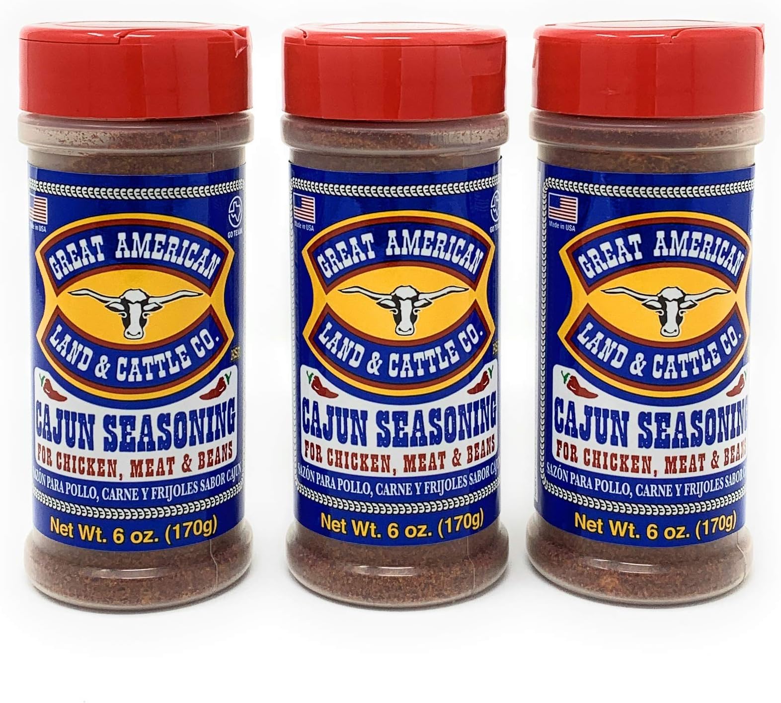 Great American Land & Cattle Cajun Seasoning 6oz Container (Pack of 3) by Great American Land & Cattle
