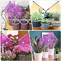 Vista 3 de luces LED de crecimiento (2 paquetes), luz de planta de espectro completo con 2 cabezas rojas, azules y blancas con abrazadera para plantas