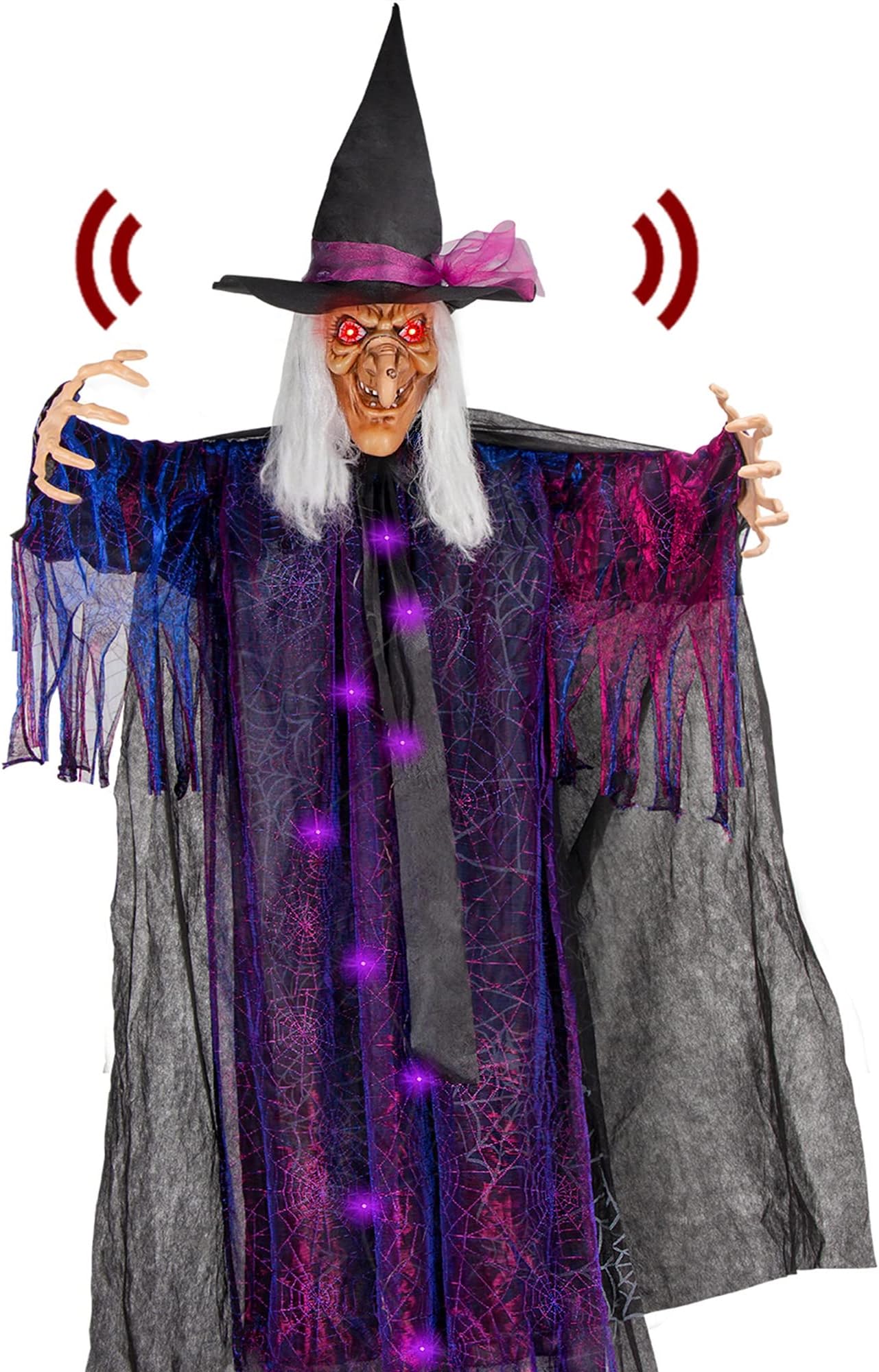 12 ft Animated Hovering Witch Halloween Animatronic, Purple