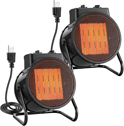 Calentador eléctrico para uso en interiores, calentador de garaje portátil de calentamiento rápido de 1500 W con ángulo ajustable de 90, calentador