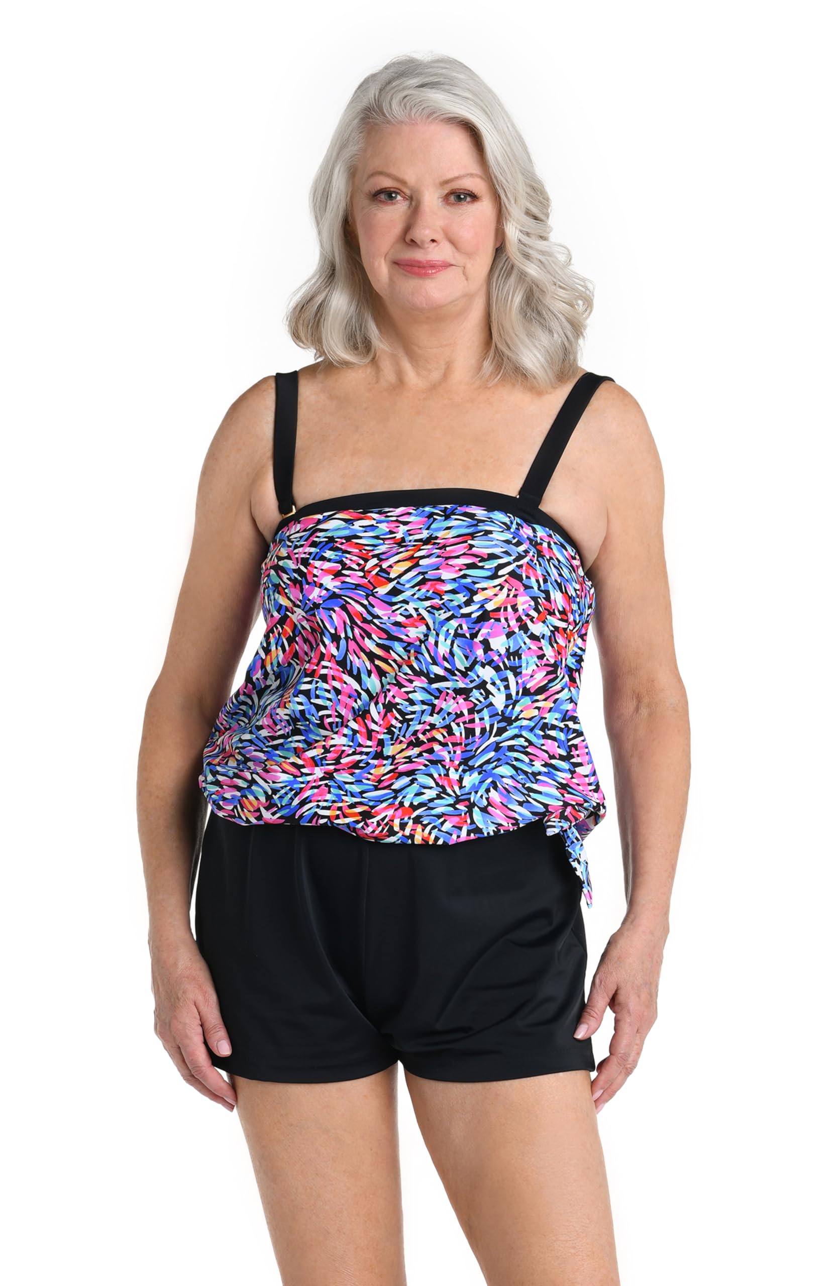 Maxine Of Hollywood Women's Bandeau Tankini Swimsuit Top - Retro Wave Print, Size 16 - View #9