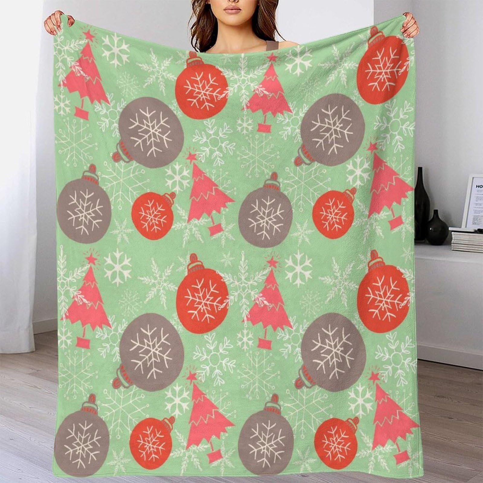 Navideño Decoración Manta Impresa 3D Microfibra Hogar Plaid Navidad Sofá Dormitorio 80x90inch(200x230cm)