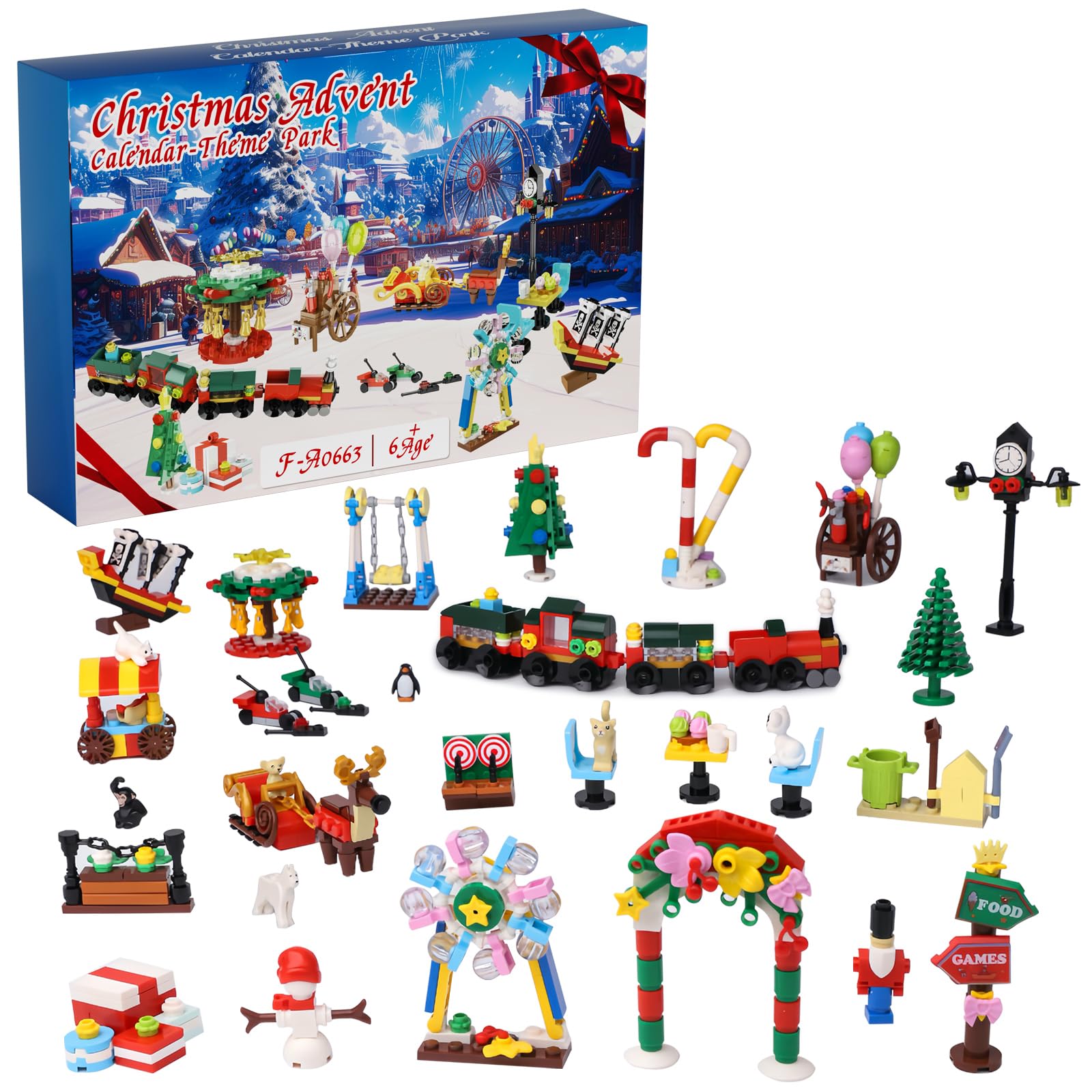 itshWOee 2024 Advent Calendar Christmas Building Set, City Park Holiday Countdown Playset with 24 Daily Collectible Surprises, for Party Favors, Kids 6+