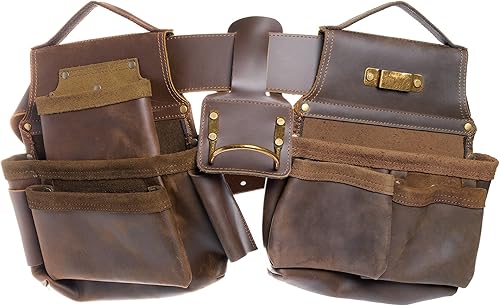 Miniatura 1 de Trailside - Cinturón de herramientas de cuero genuino para hombres bolsa para enmarcar carpinteros electricistas techos construcción súper