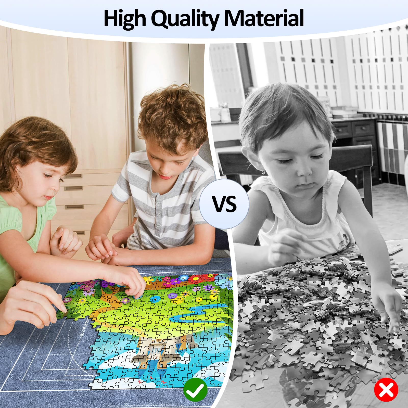 VFANDV Tapete Puzzle, Fieltro Tapete Puzzle para 1000 1500 2000 3000 Piezas Puzzle Mat Roll Jigsaw Puzzle Pad, Estera de Rompecabezas Portátil con 4 Puzzles Clasificadores (Gris)
