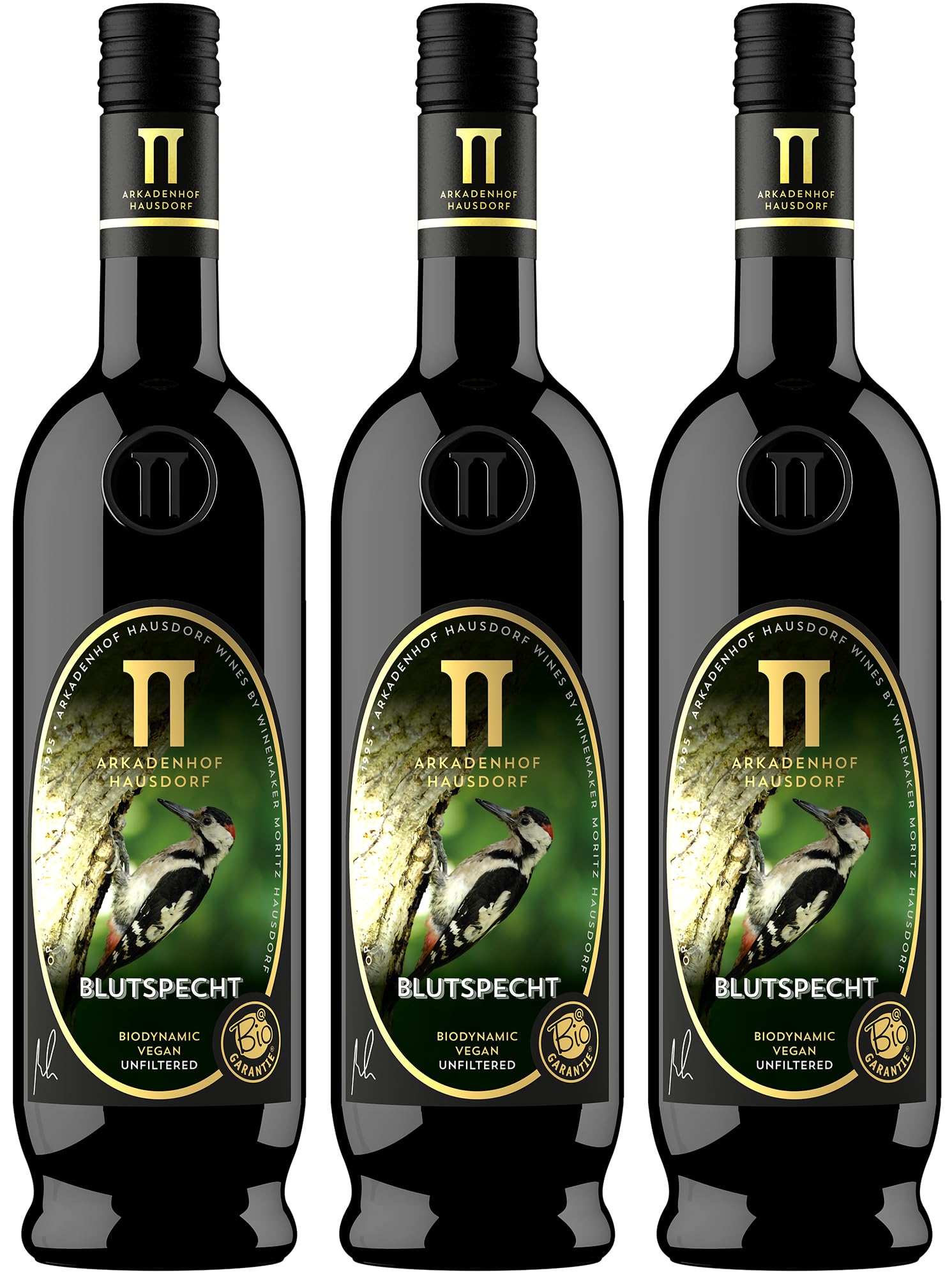 Blutspecht Pinot Noir Grande Reserve | Bio Rotwein trocken | biologisch, vegan, handlese | Qualitätswein aus Österreich, Wagram (3x 0.75l)