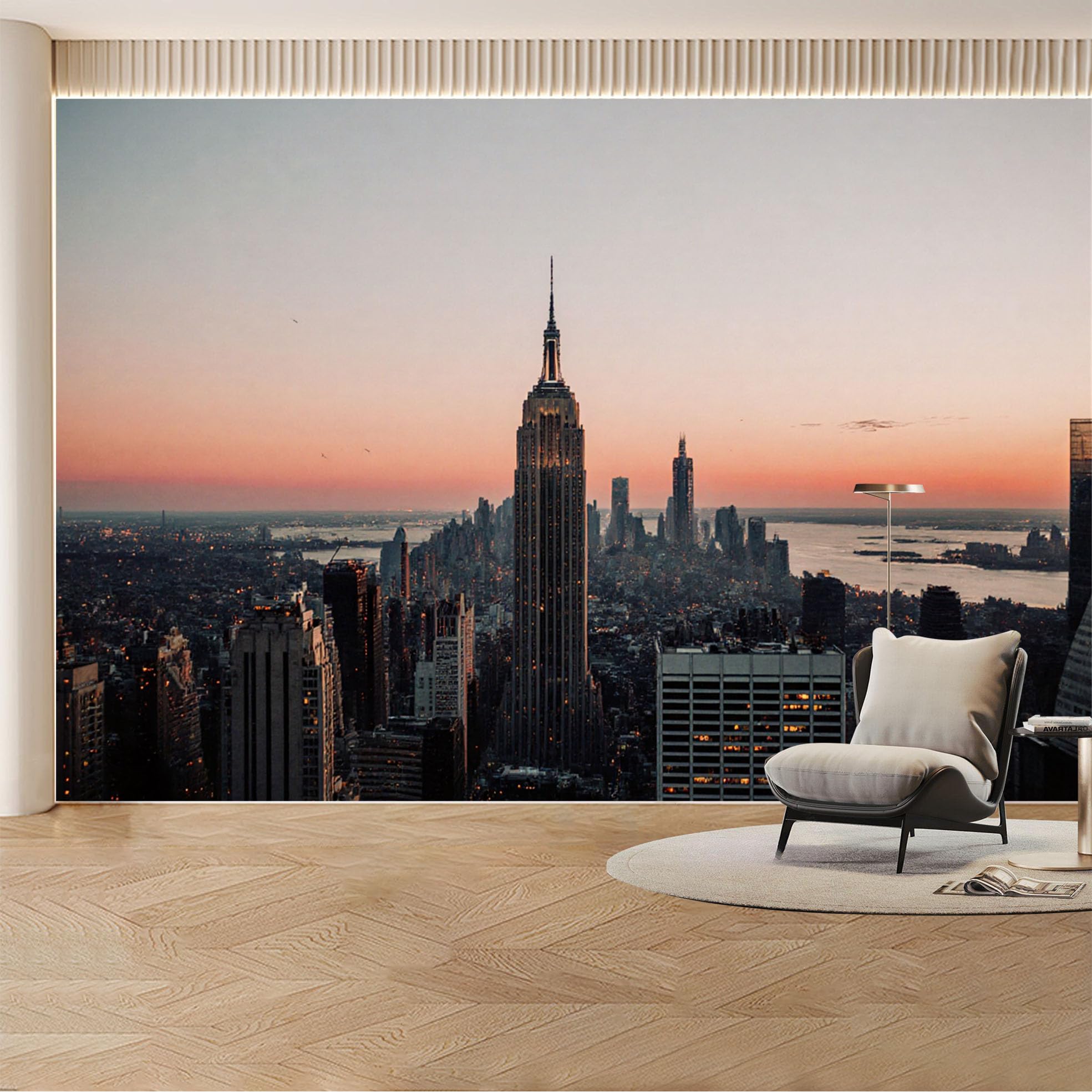 Custom Wall Mural Wallpaper New York City Skyline， Landscape， Modern， Wall Decor， Sunset for Living Room， Bedroom， Office