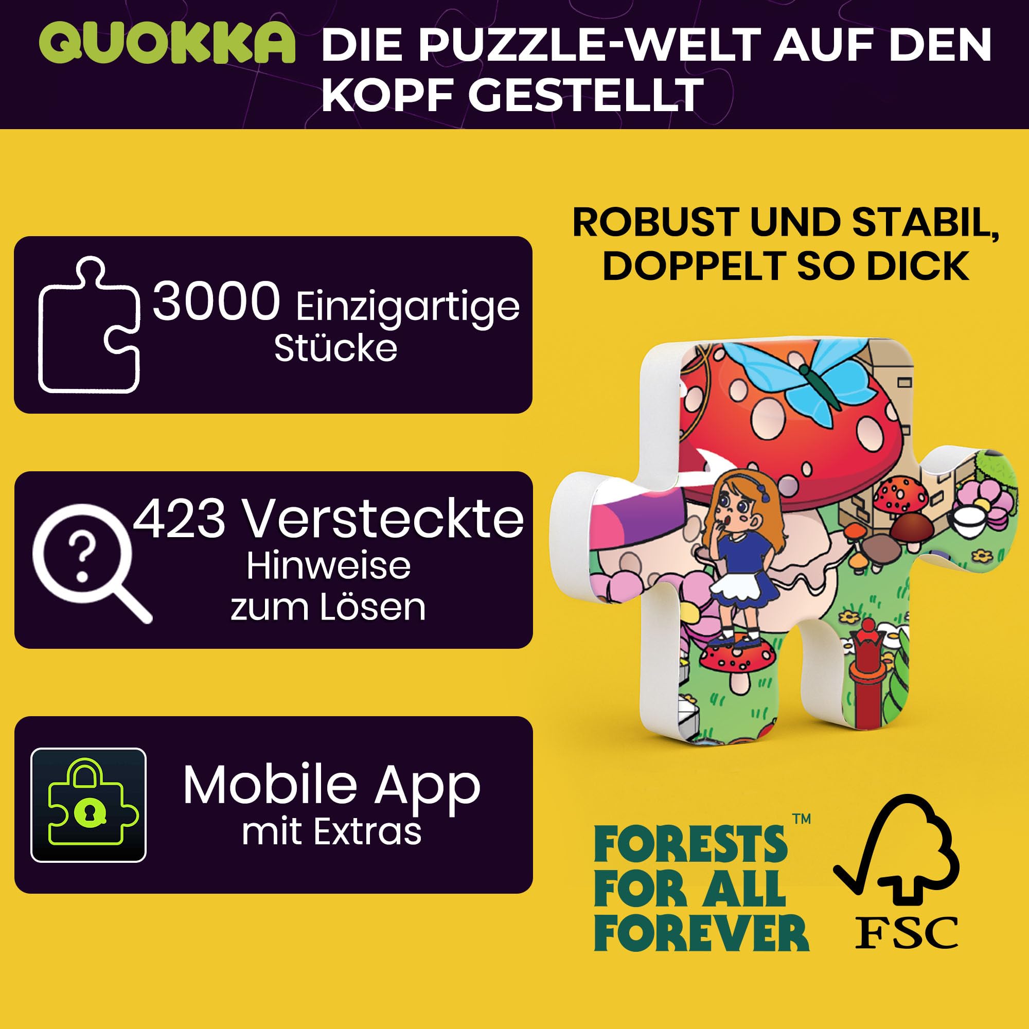 Puzzle für Erwachsene 1000 Teile – 1000-Teile-Puzzles für Erwachsene | 3er-Set Märchenpuzzles – Alice im Wunderland, Smaragdkönigreich und Rotkäppchen – Verborgene Geheimnisse – Kreatives Geschenk