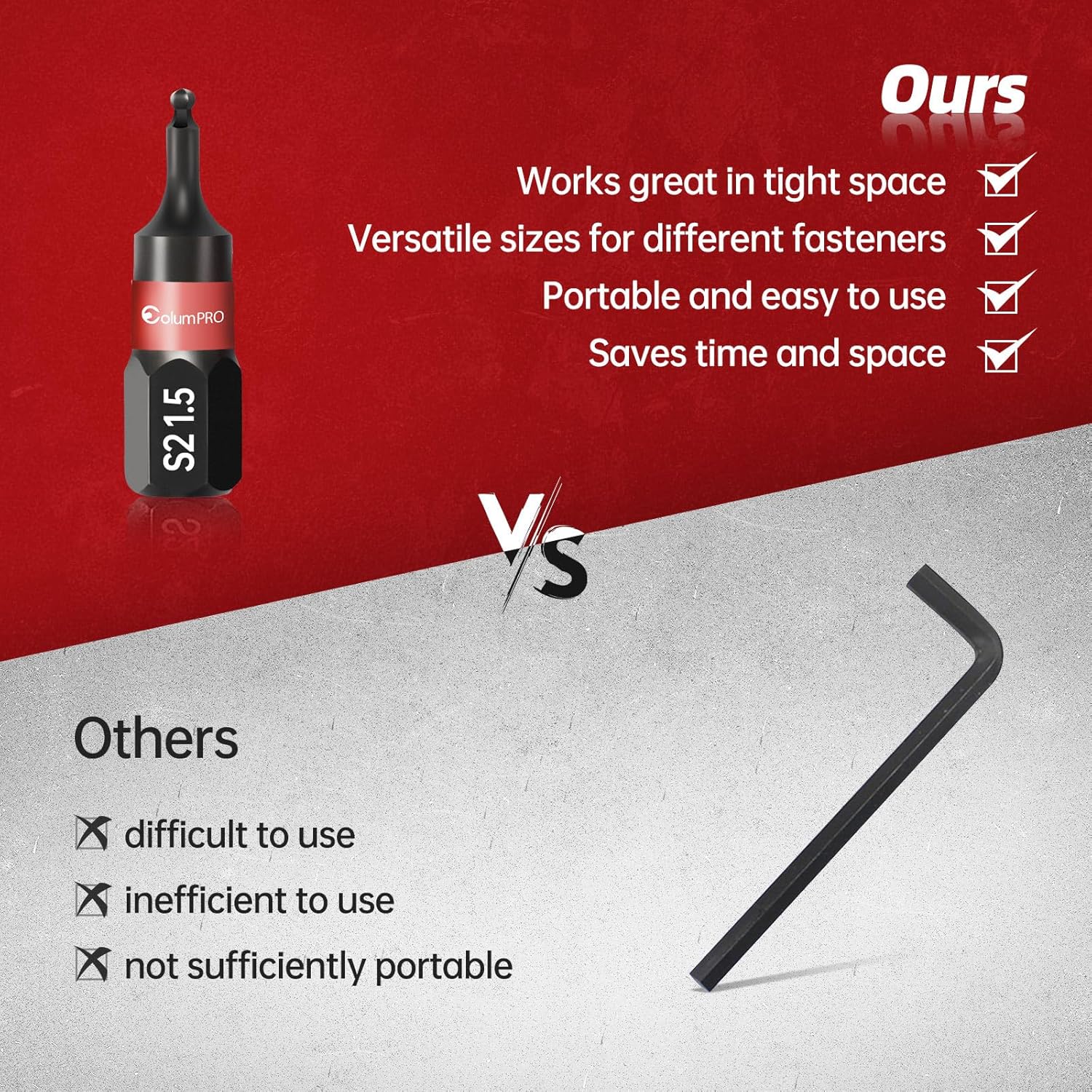 Ball End Allen Wrench Bit Set - 20PCS Metric & SAE Allen Key Drill Bit Set with Magnetic Bit Holder, Premium S2 Steel 1” Hex Bit - Image 4