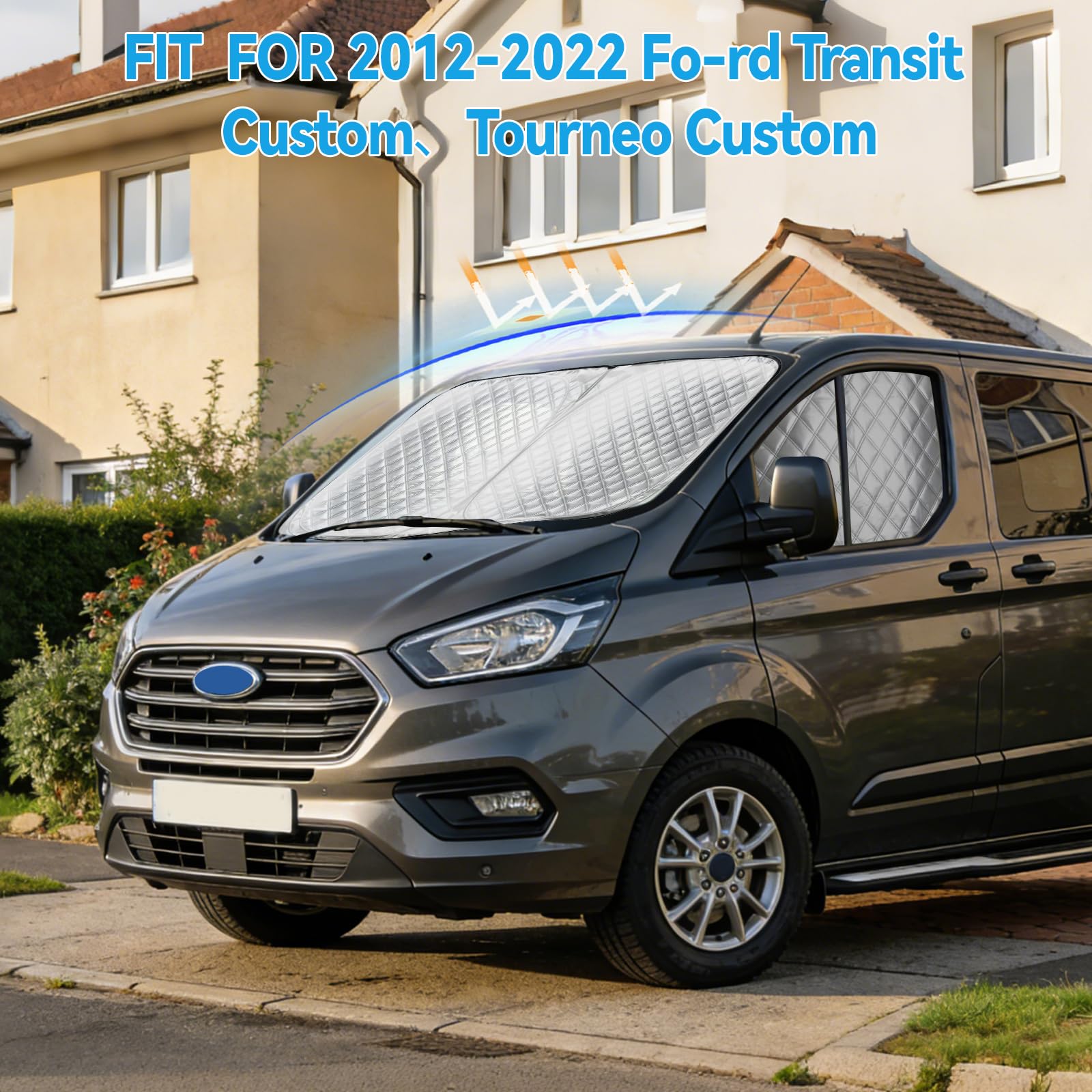 Set di parasole per parabrezza per Ford Transit Custom, anello pieghevole in acciaio per parabrezza anteriore e parasole magnetico per finestrini laterali, adatto per Transit Custom Tourneo Custom