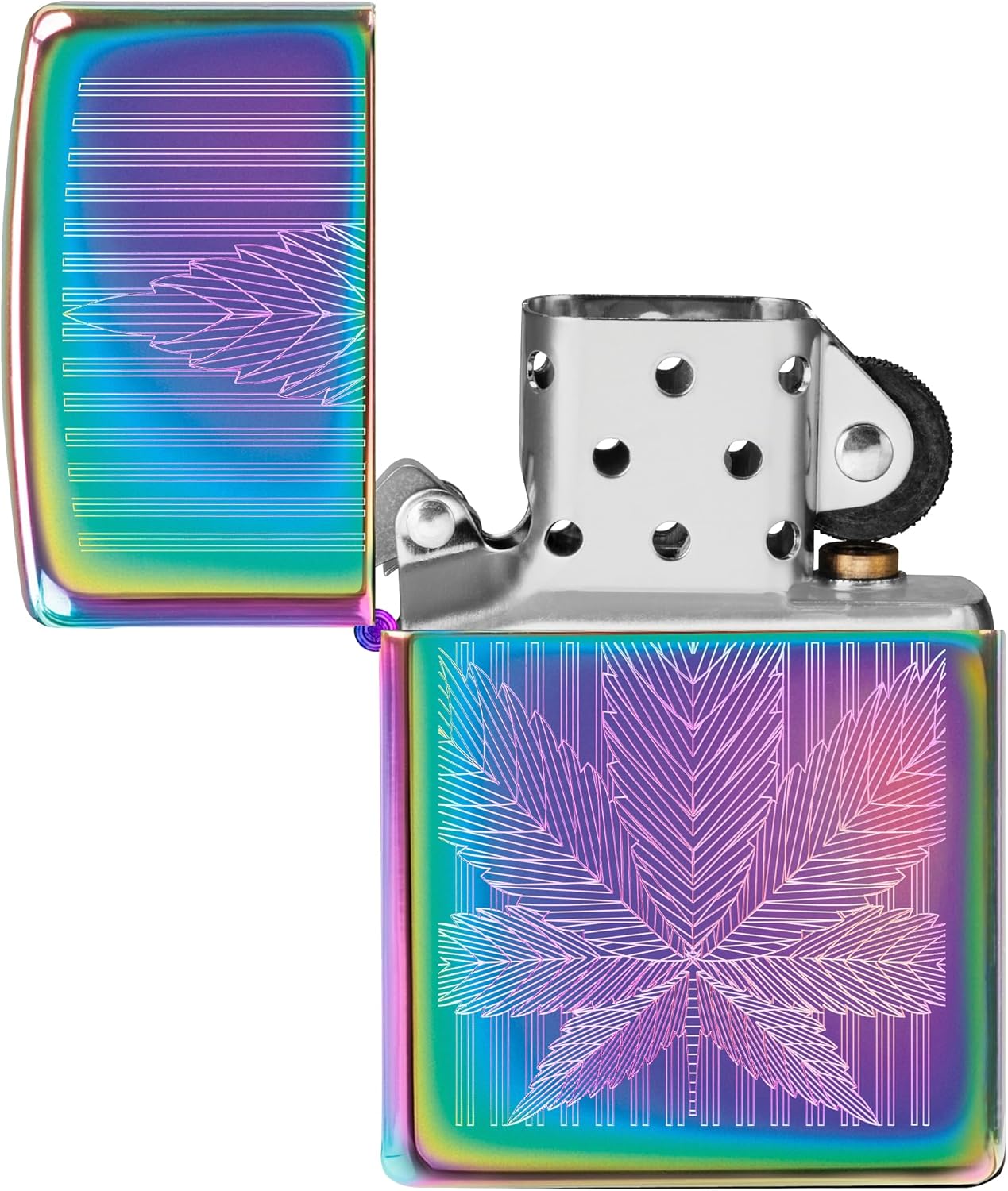 Zippo Cannabis Design Engraved Leaf Multi Color Pocket Lighter