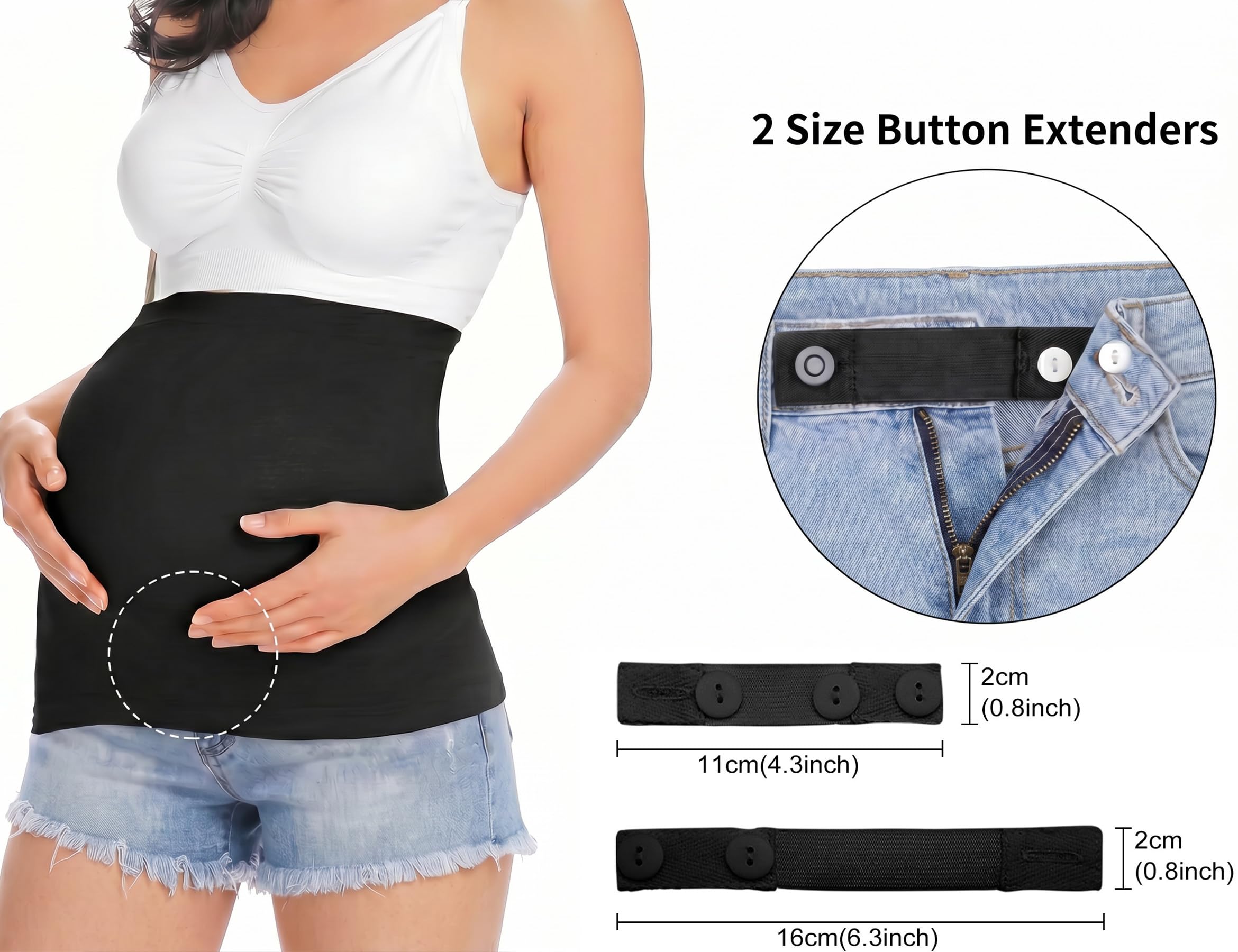 Nahtloses Bauchband mit Hosenverlängerung für Schwangerschaft und Postpartum, Umstandsshirts Kleidung Extender - - 1