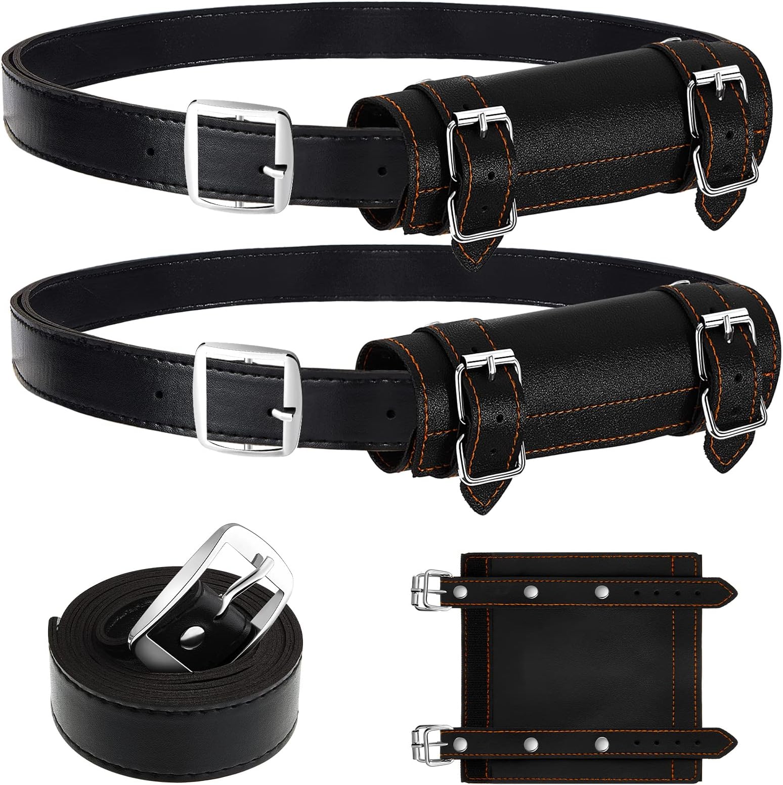 Jecery 2 Pcs Katana Sword Holder Anime Leather Cosplay Accessories Sheath Scabbard Belt Adjustable Holster Belt Two Buckle